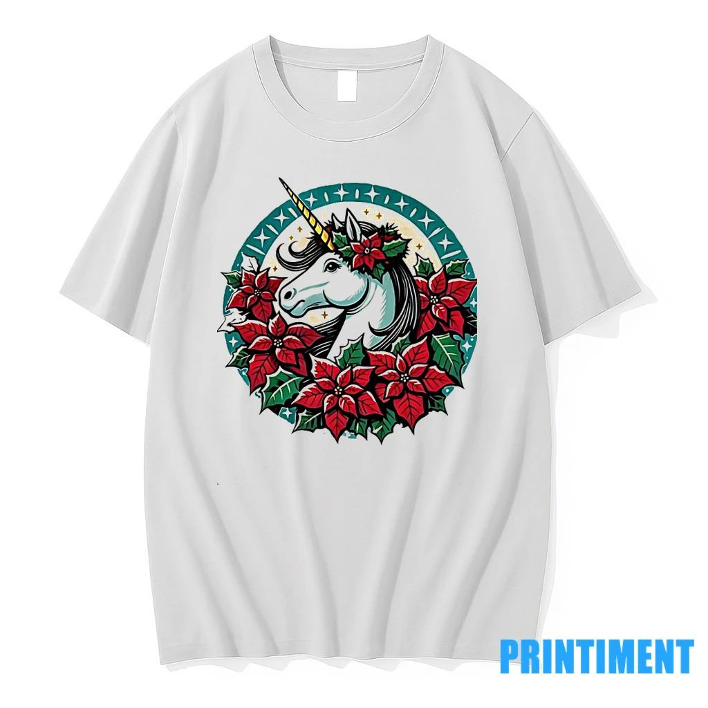 Poinsettia Unicorn Christmas Tshirts Sweater