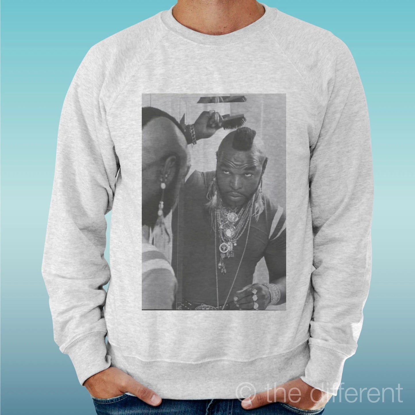 Felpa Man Light Sweater Light Grey " Mr.T Mirror Funny "