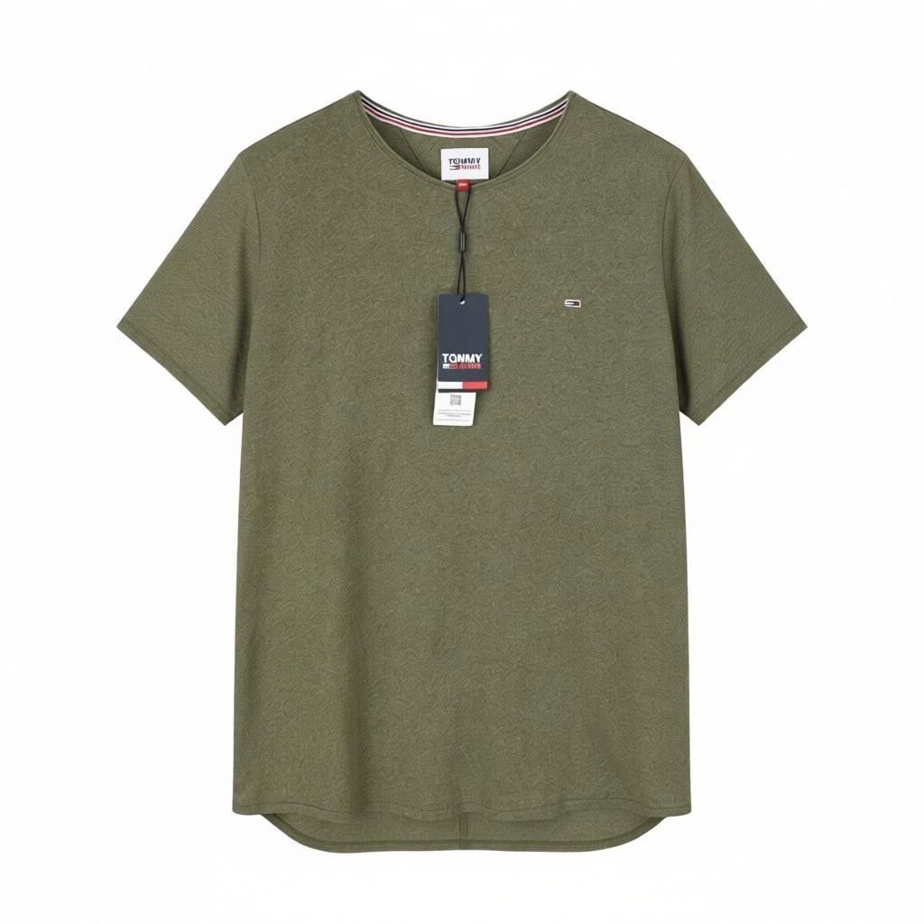 Tommy Jeans Slim Jasper C Ne Men’s Slim Fit T-Shirt 2XL Olive Melange Crewneck