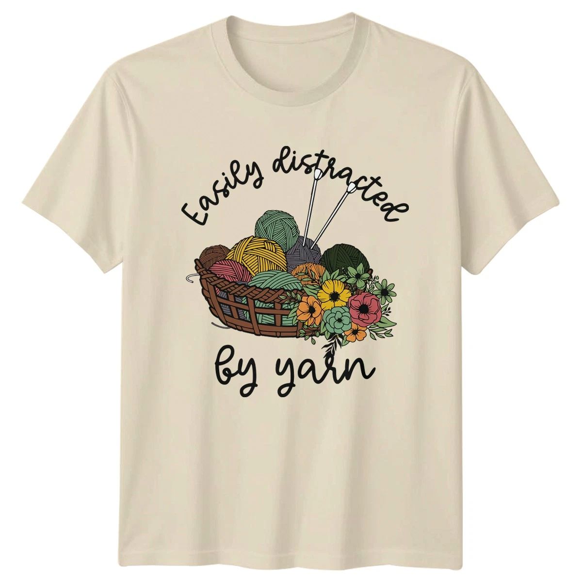 Easily Distracted By Yarn T-Shirt Knitting Crochet Gift For Him And Her