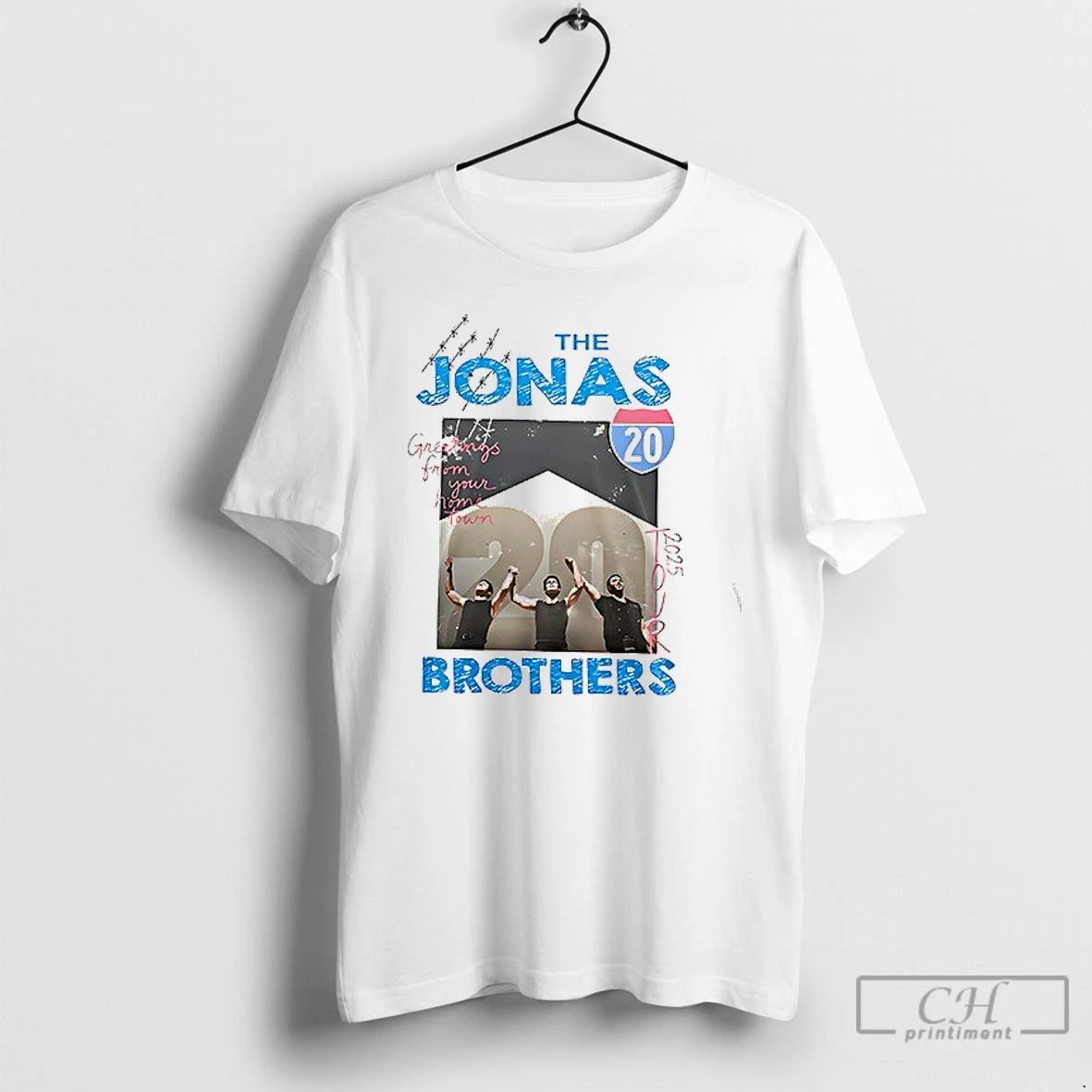 Classic The Jonas Brothers 20th Anniversary Greeting From Your Hometown Tour Signatures T Shirts