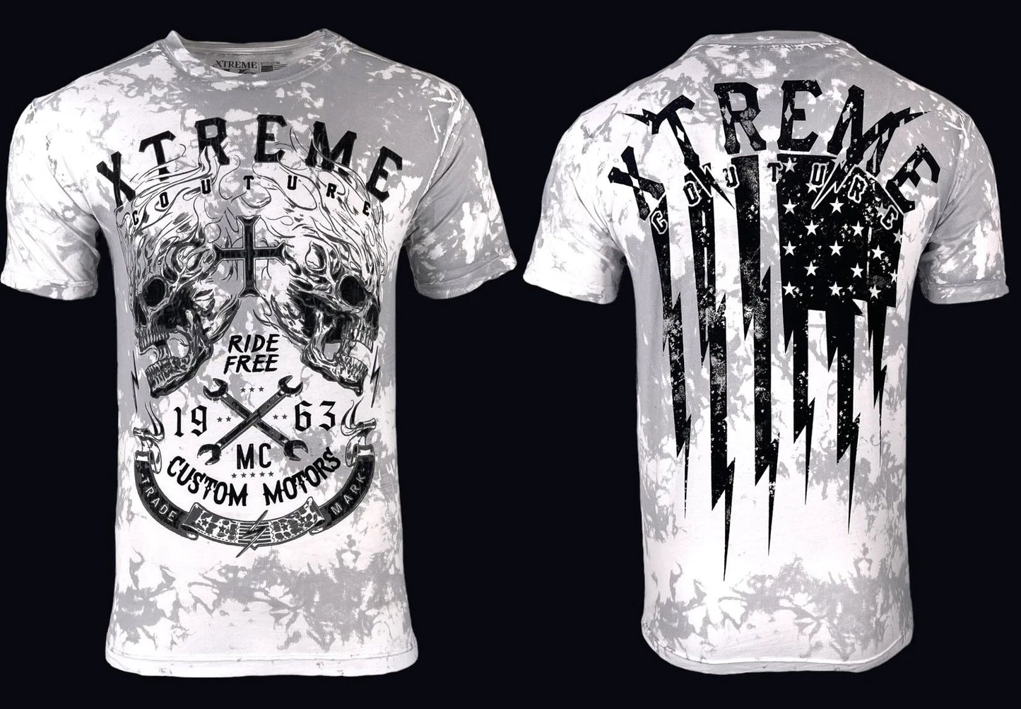 Xtreme Couture By Affliction Men's T-shirt Blazing Roadway Skull S-5XL