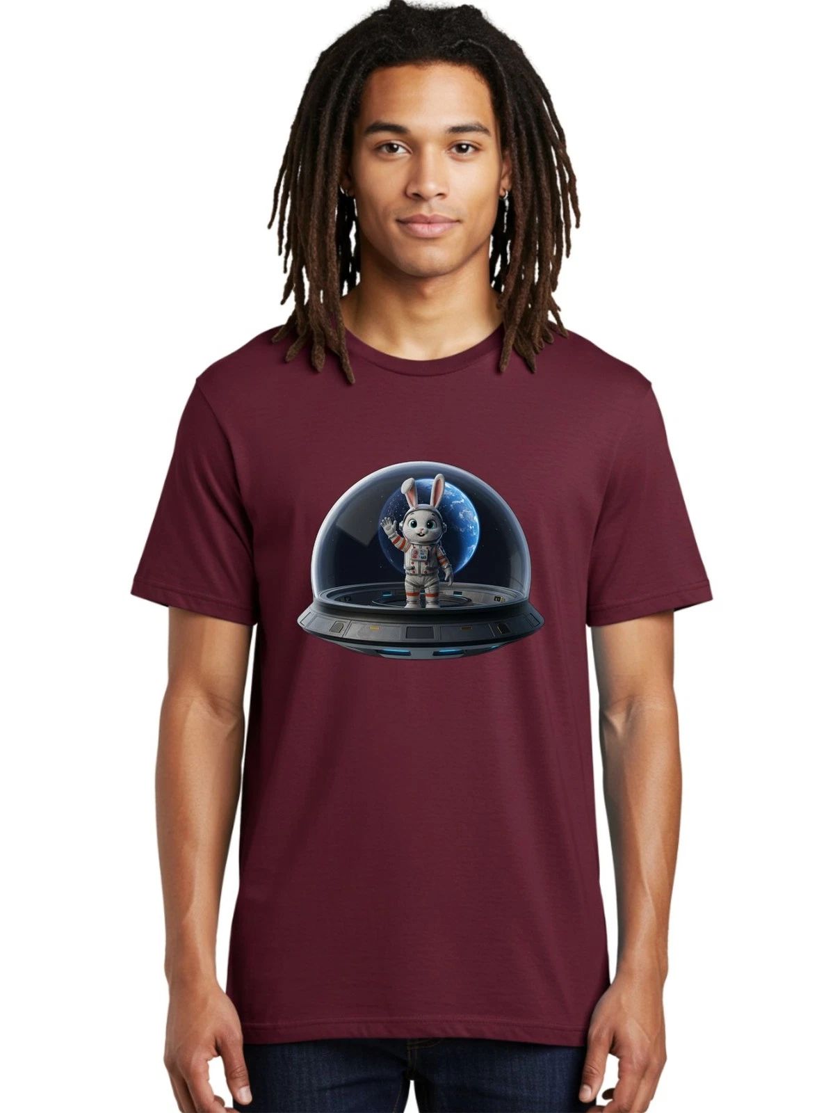Astronaut-Bunny-30 Mens Graphic Tee, 100% Cotton, Casual Summer Wear