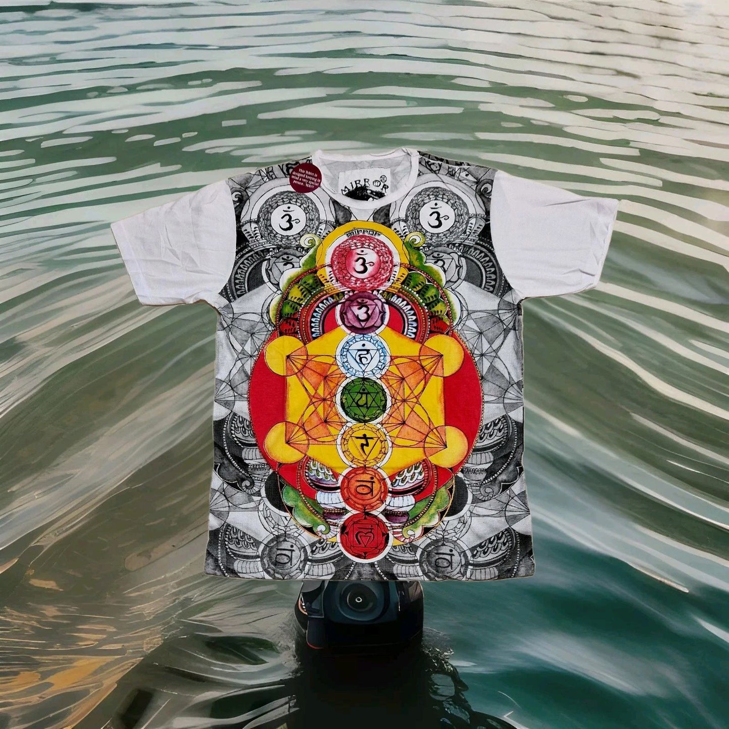 Mirror Brand T Shirt Aum OM Chakra Meditation Beach Yoga PsyTrance Festival L