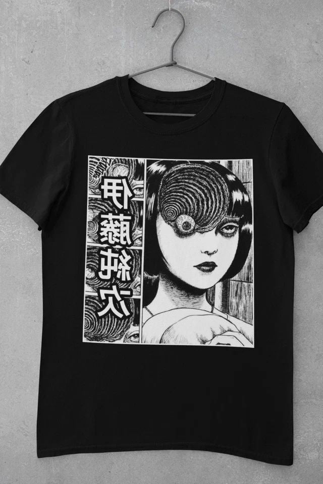 T-Shirt Tomie Junji Ito Uzumaki Horror Anime Manga Japanese Shirt Black
