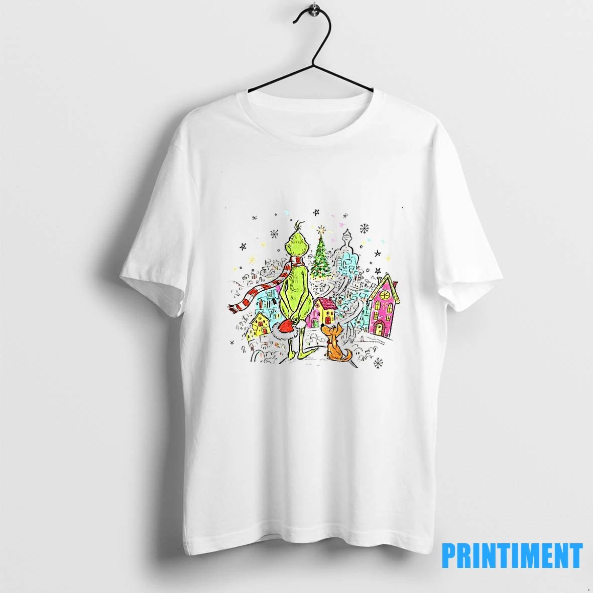 Grinch Santa Hat With Max Whoville Merry Christmas Tshirts Sweater