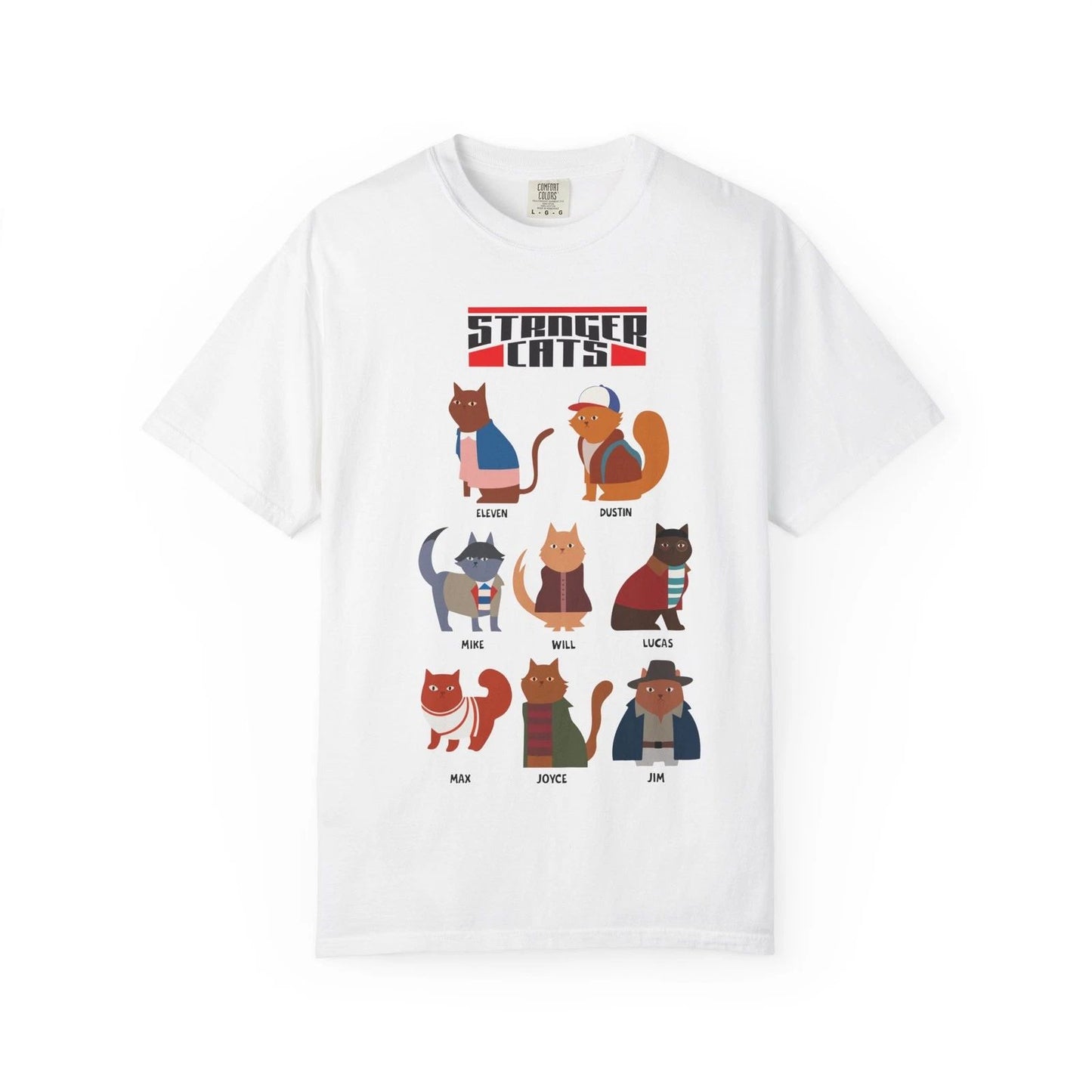Stranger Cats Retro Sci‑Fi Cat Characters T-Shirt