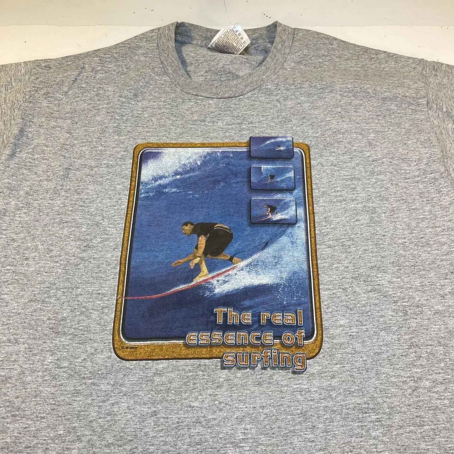 THE REAL ESSENCE OF SURFING SURF TEE T SHIRT Mens XL Gray