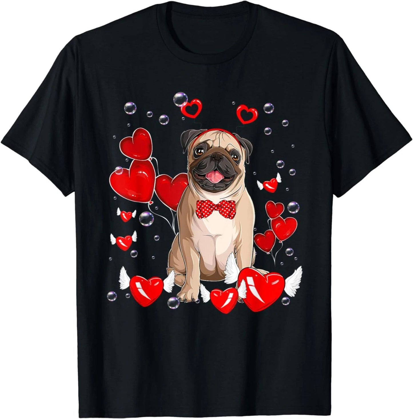 Valentines Day Pug dog Heart Couples Love Day Dog Lover T-Shirt.