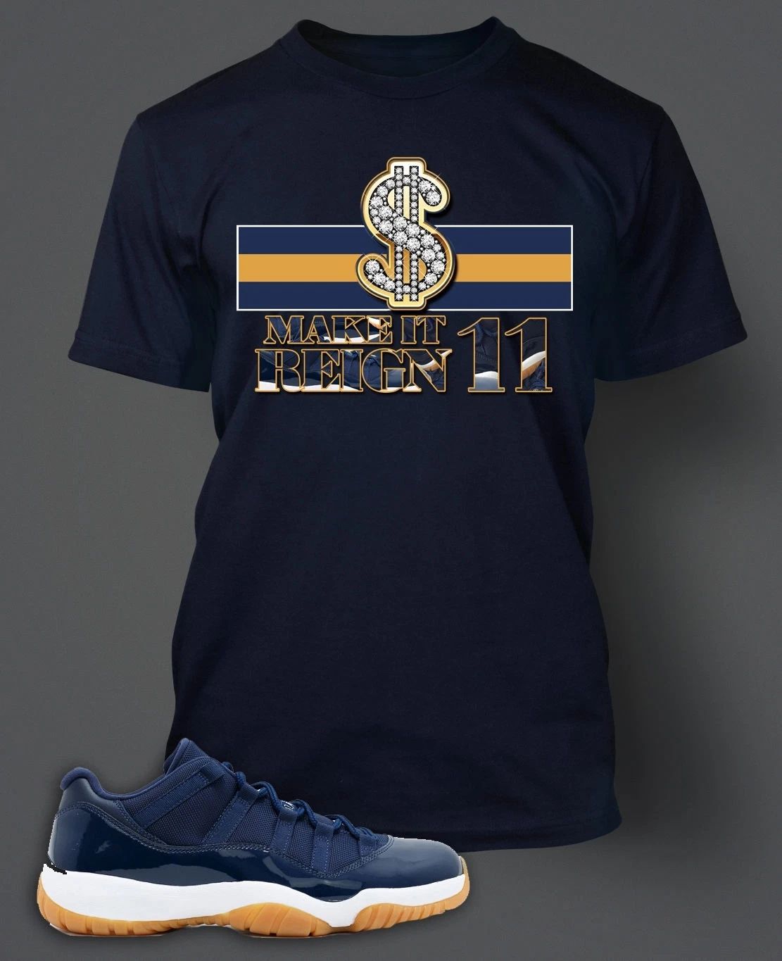 GraphicTee Shirt to match J11 LOW Navy Gum Make it Reign Mens Big Tall Sm T