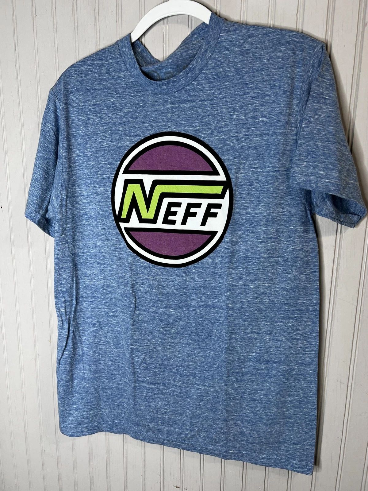 Neff Shirt Mens Medium Blue Heather Logo Graphic T-Shirt Streetwear Skate Surf