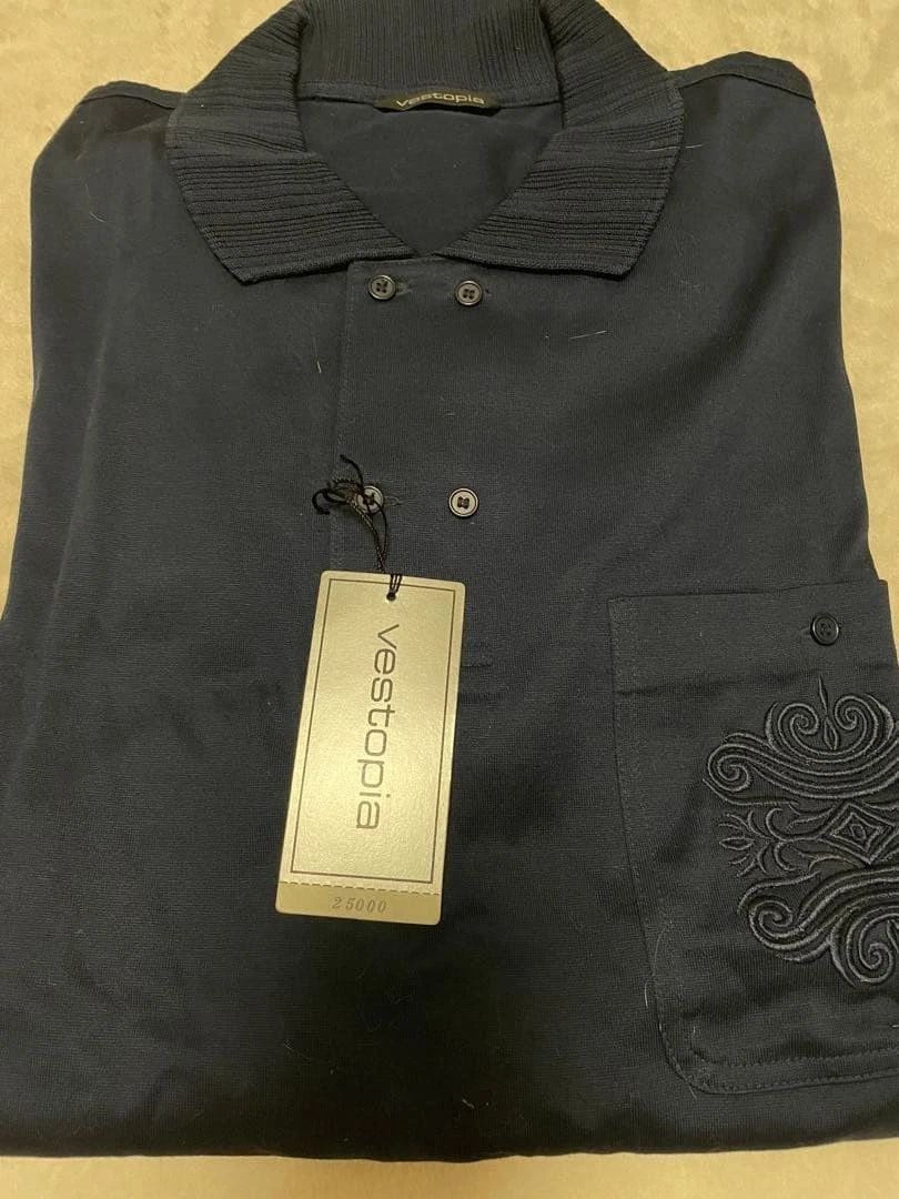 Vestopia Long Sleeve Polo Shirt Black L Stylish Embroidered Pocket