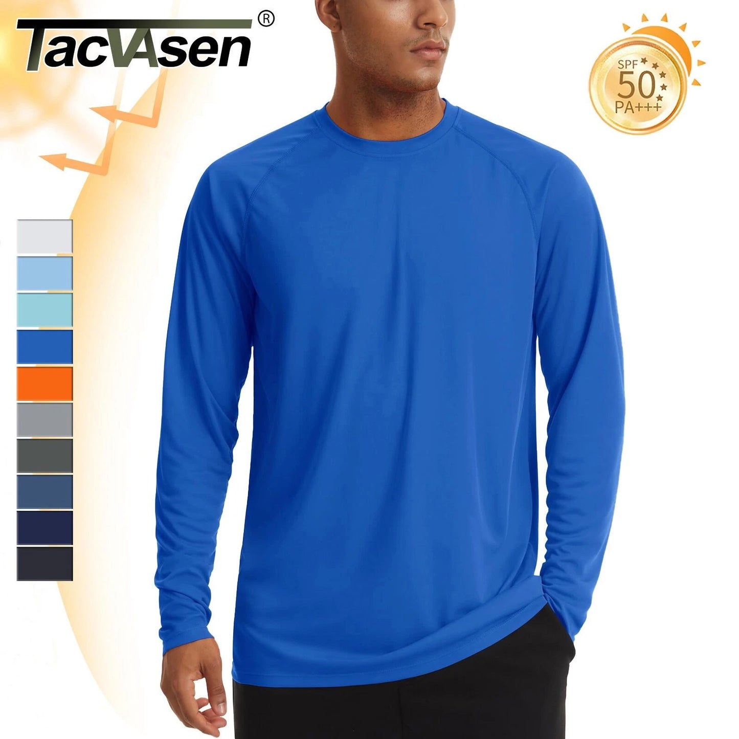 Men's Long Sleeve Sun Shirts UPF 50+ Outdoor Fishing Casual Performance T-Shirts