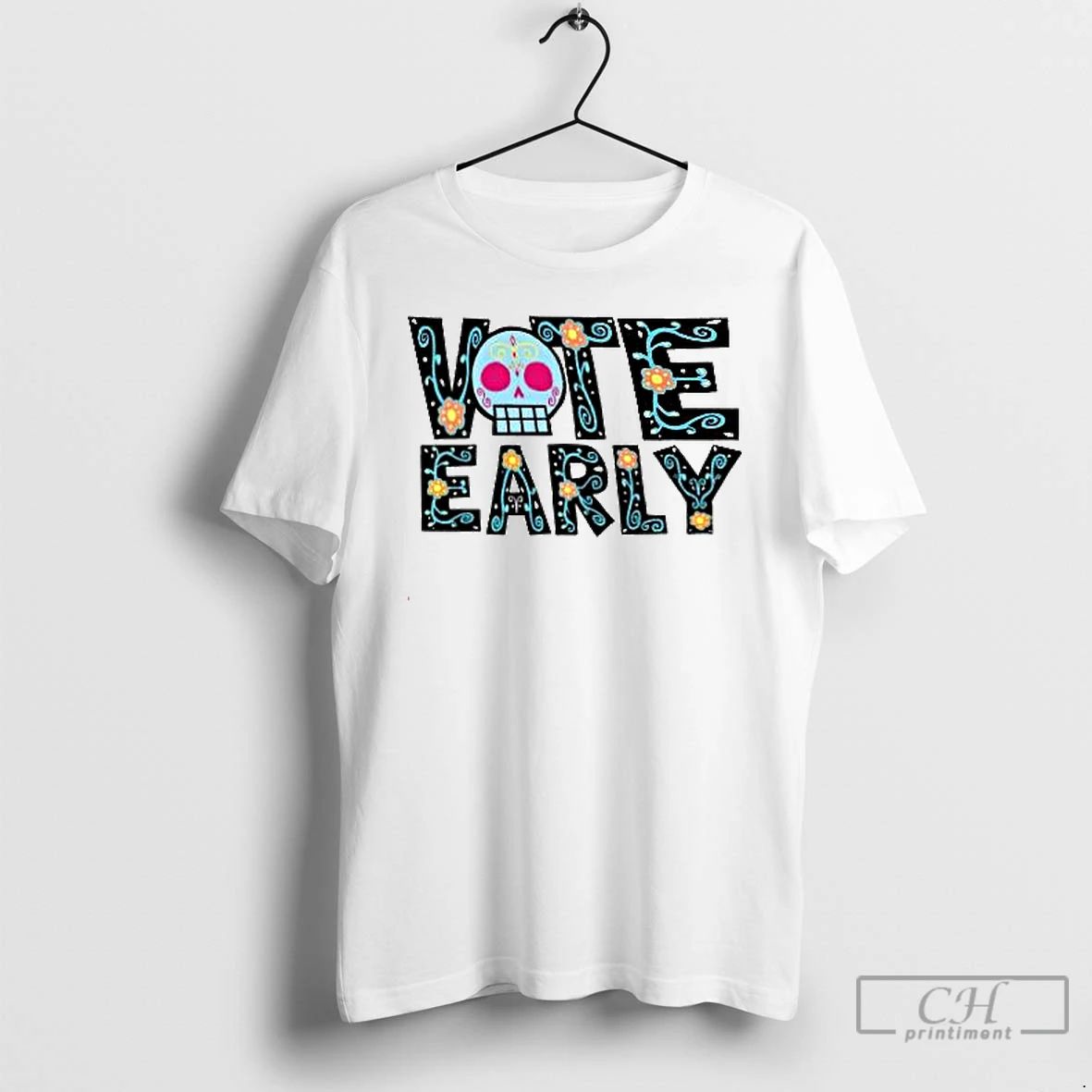 Premium Vote Early Brocade Flowers T Shirts