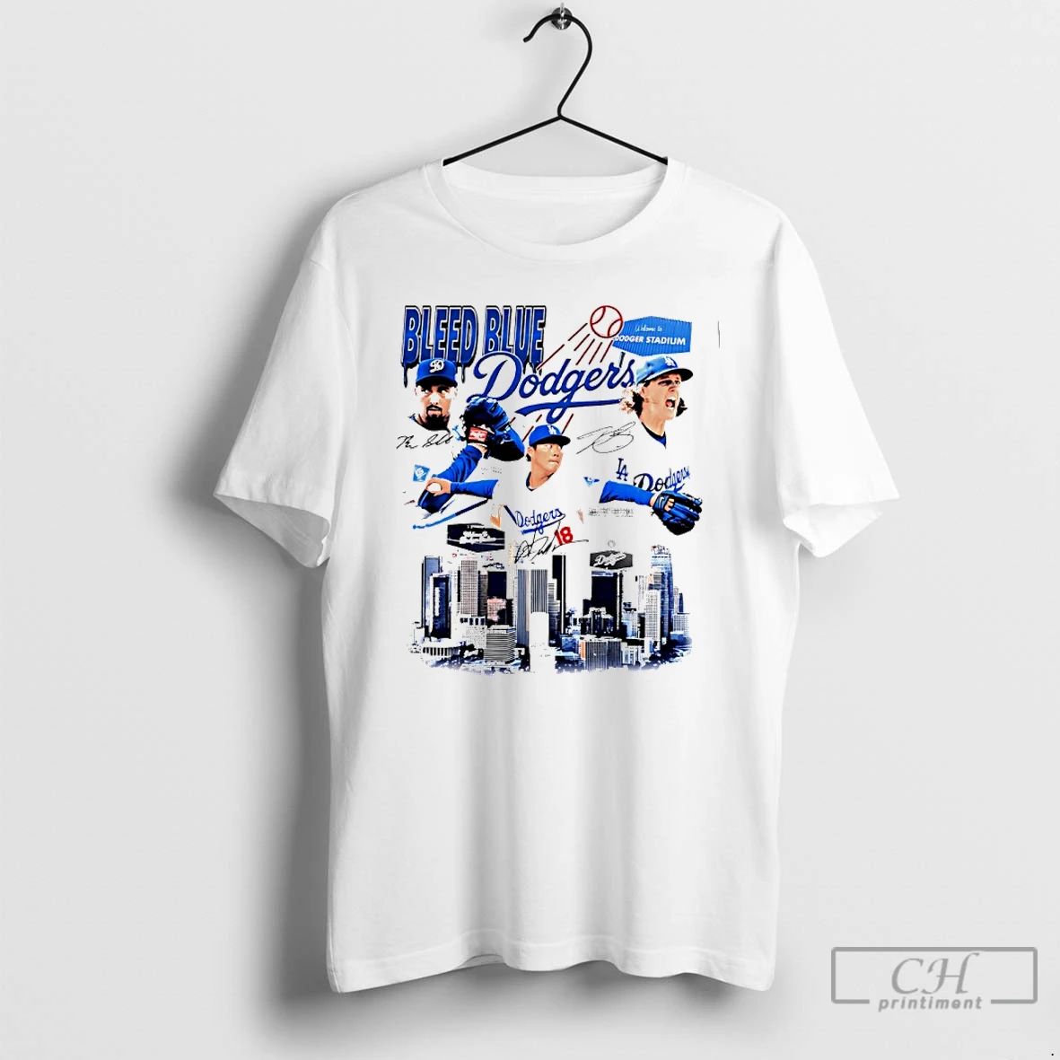 Classic Dodgers Bleed Blue Los Angeles Skyline T Shirts