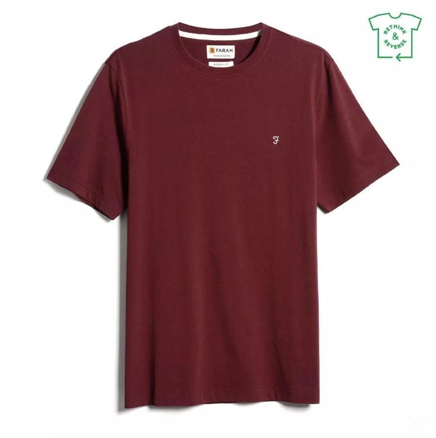 FARAH Men's Ember Red & Midnight Blue Eddie Short Sleeve Tee RRP £40