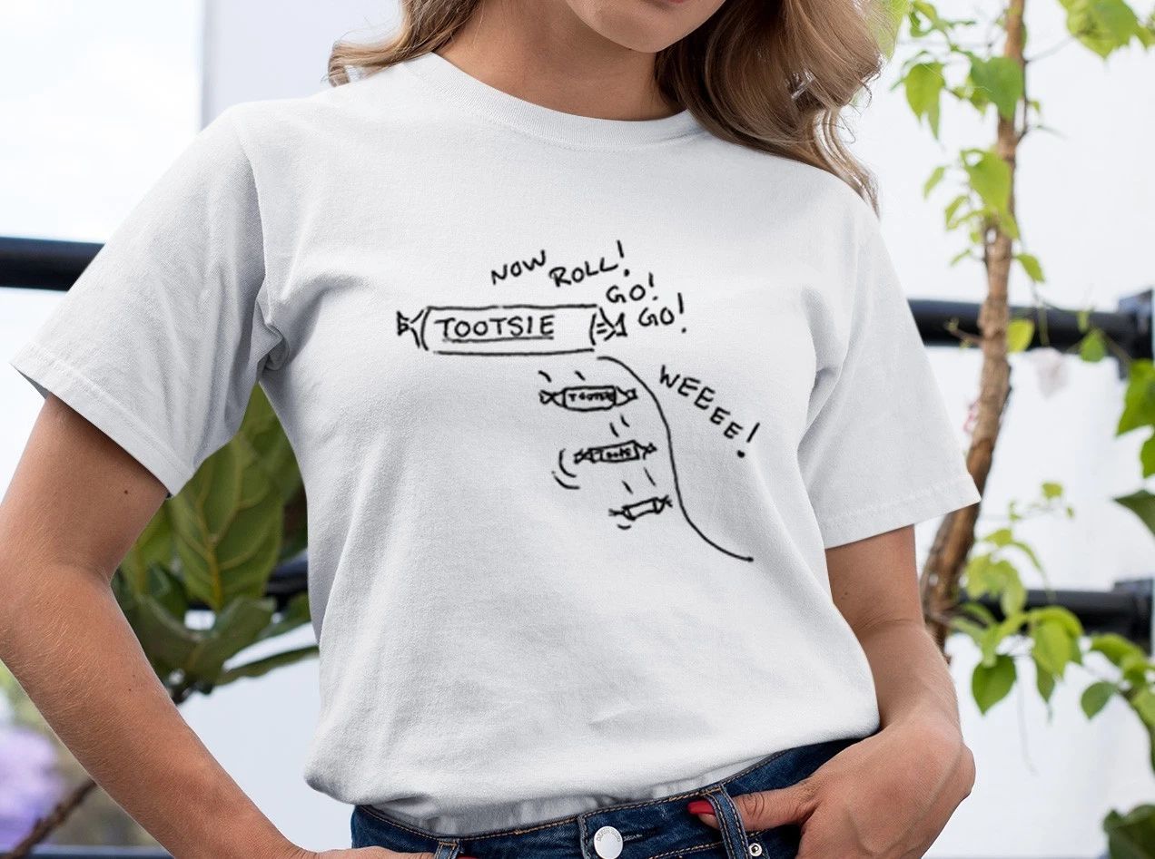 Candy Roll Art T-Shirt | Abstract Drawing Tee | Minimalist Aesthetic | Artsy