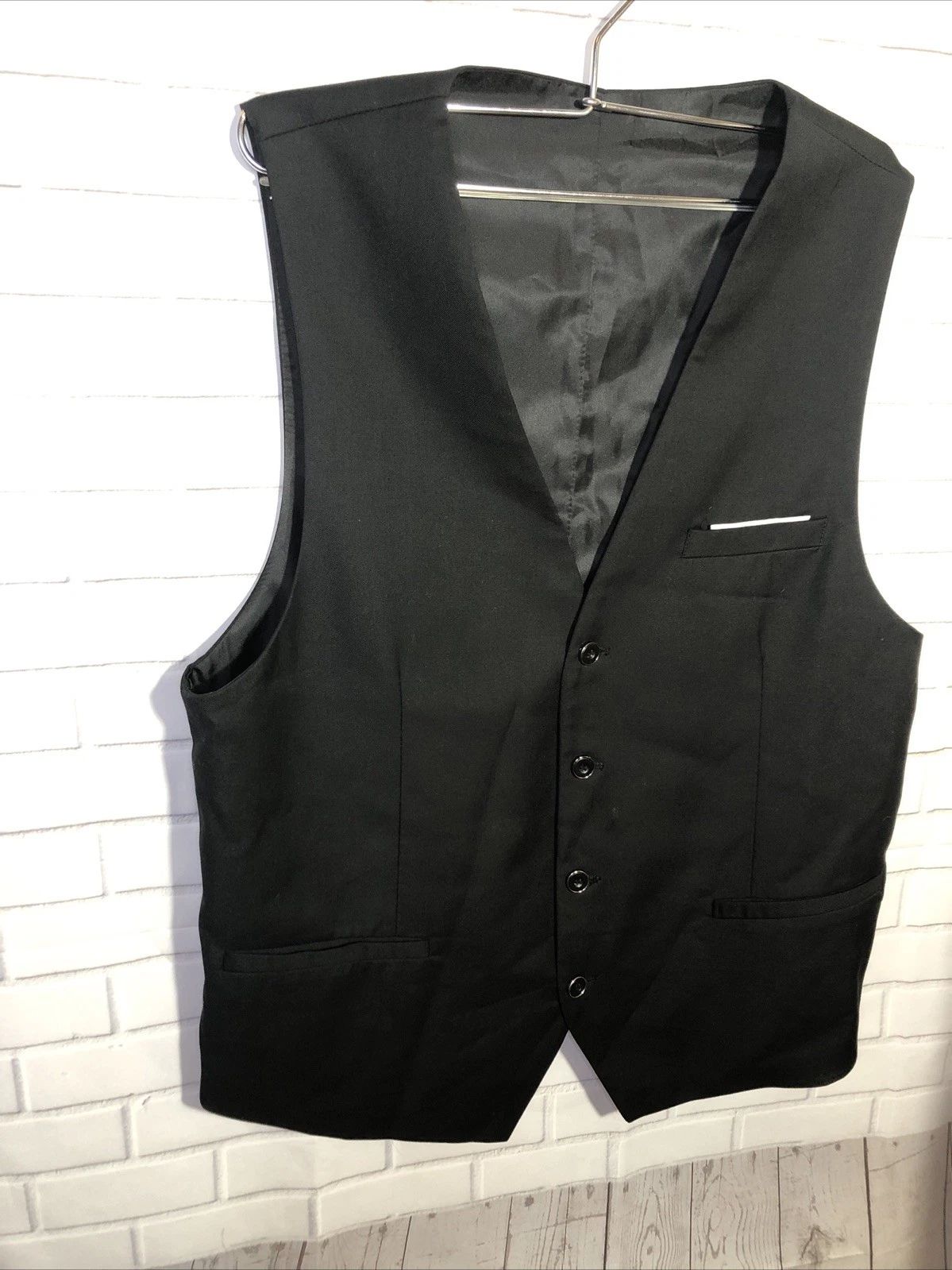 MEN'S Black VEST WITH COLLAR FASHIONABLE WEAR SIZE SMALL Unisex New