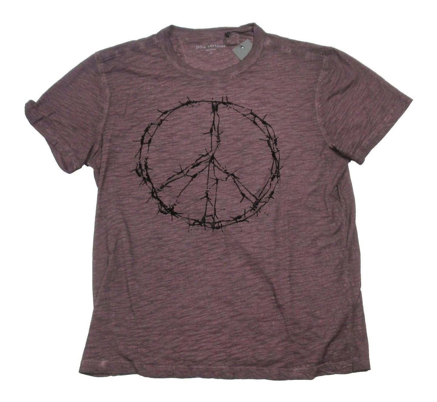John Varvatos Men's Plum Red Barbwires Peace Graphic Crew-Neck T-Shirt