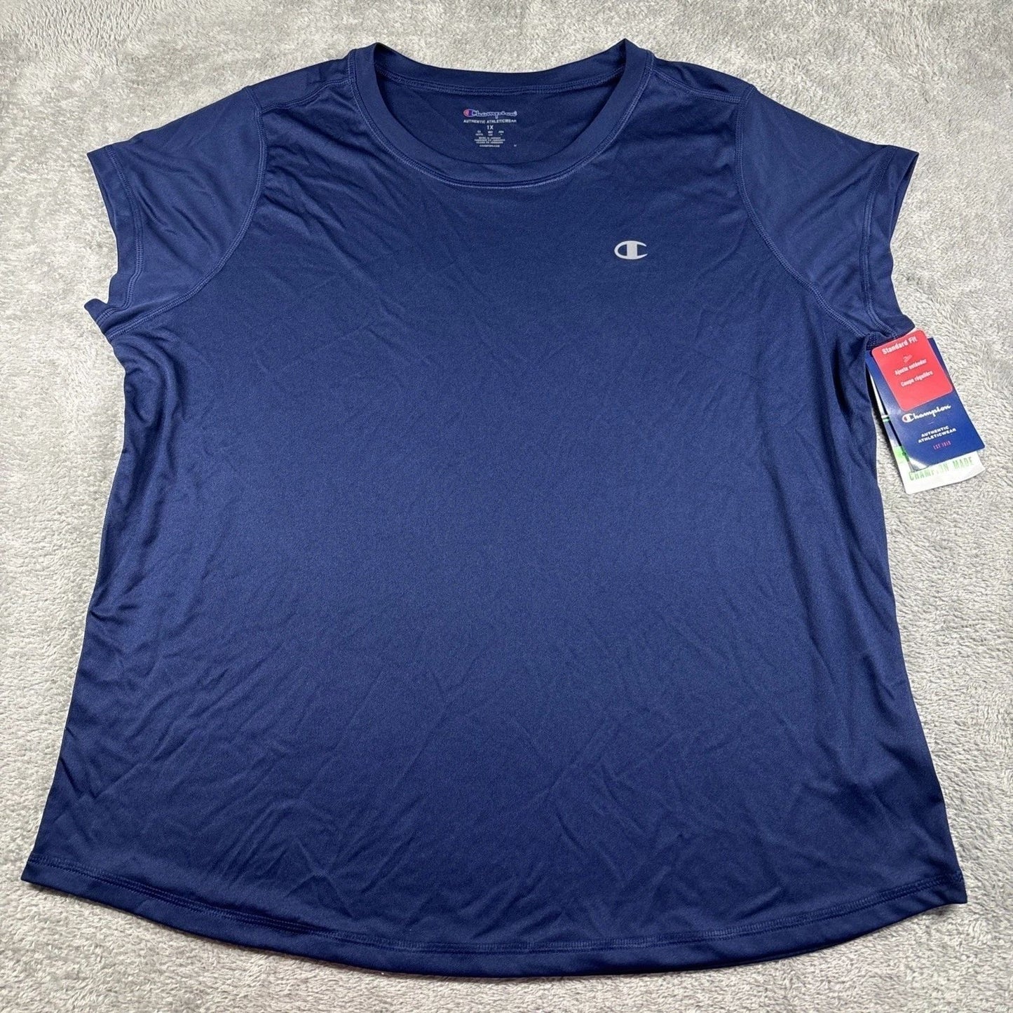 Champion Blue Short Sleeve 100% Polyester Standard Fit Athletic Tee SZ XL New