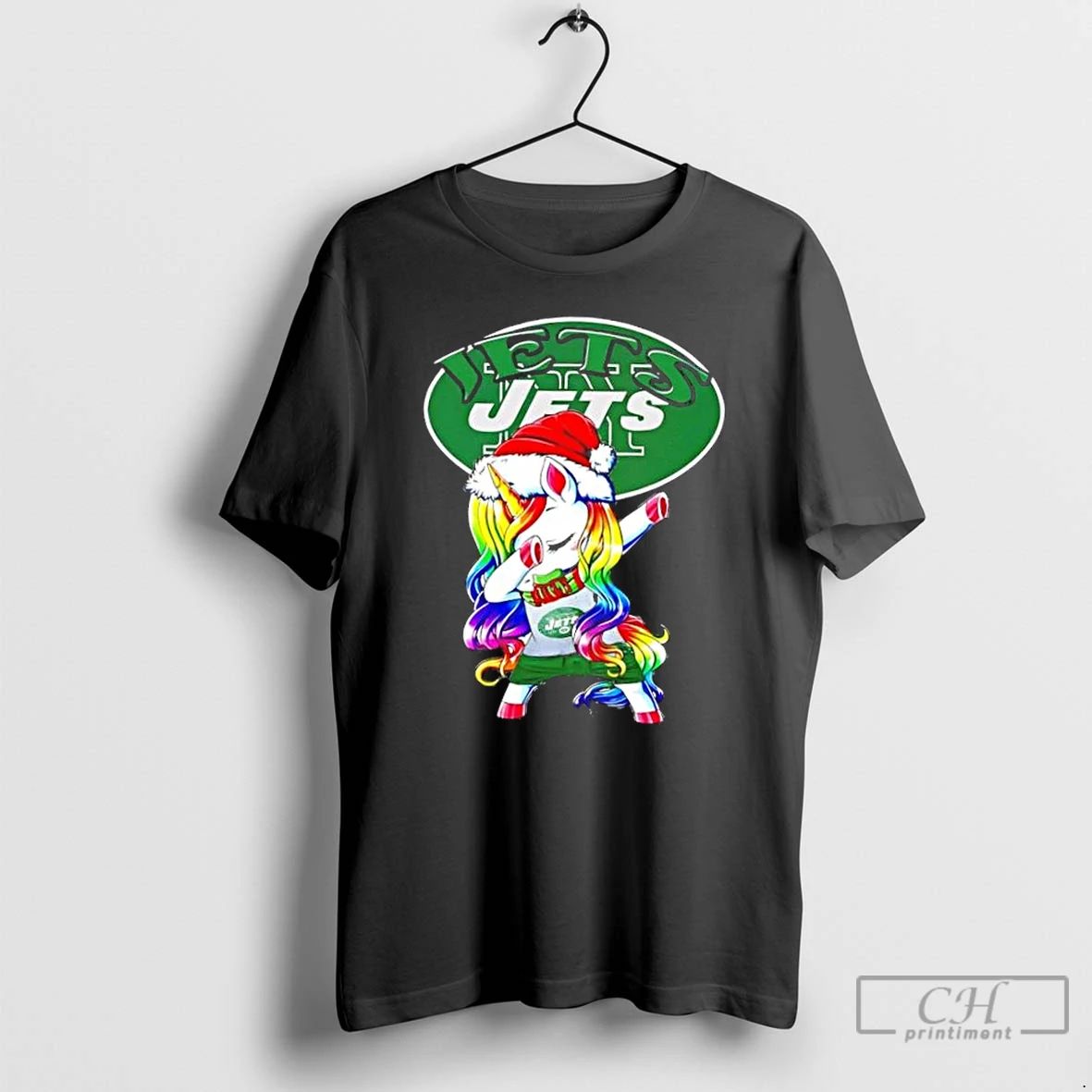 Premium New York Jets X Unicorn Santa Hat Dabbing Merry Christmas T Shirts