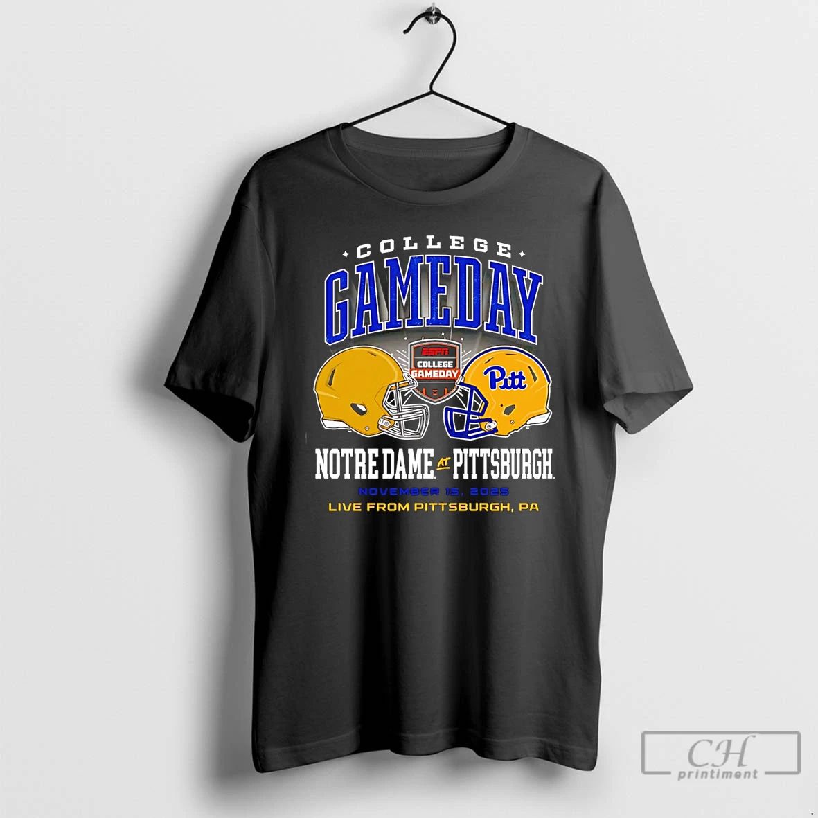 Premium Notre Dame Vs Pittsburgh College Gameday 2025 Helmet T Shirts