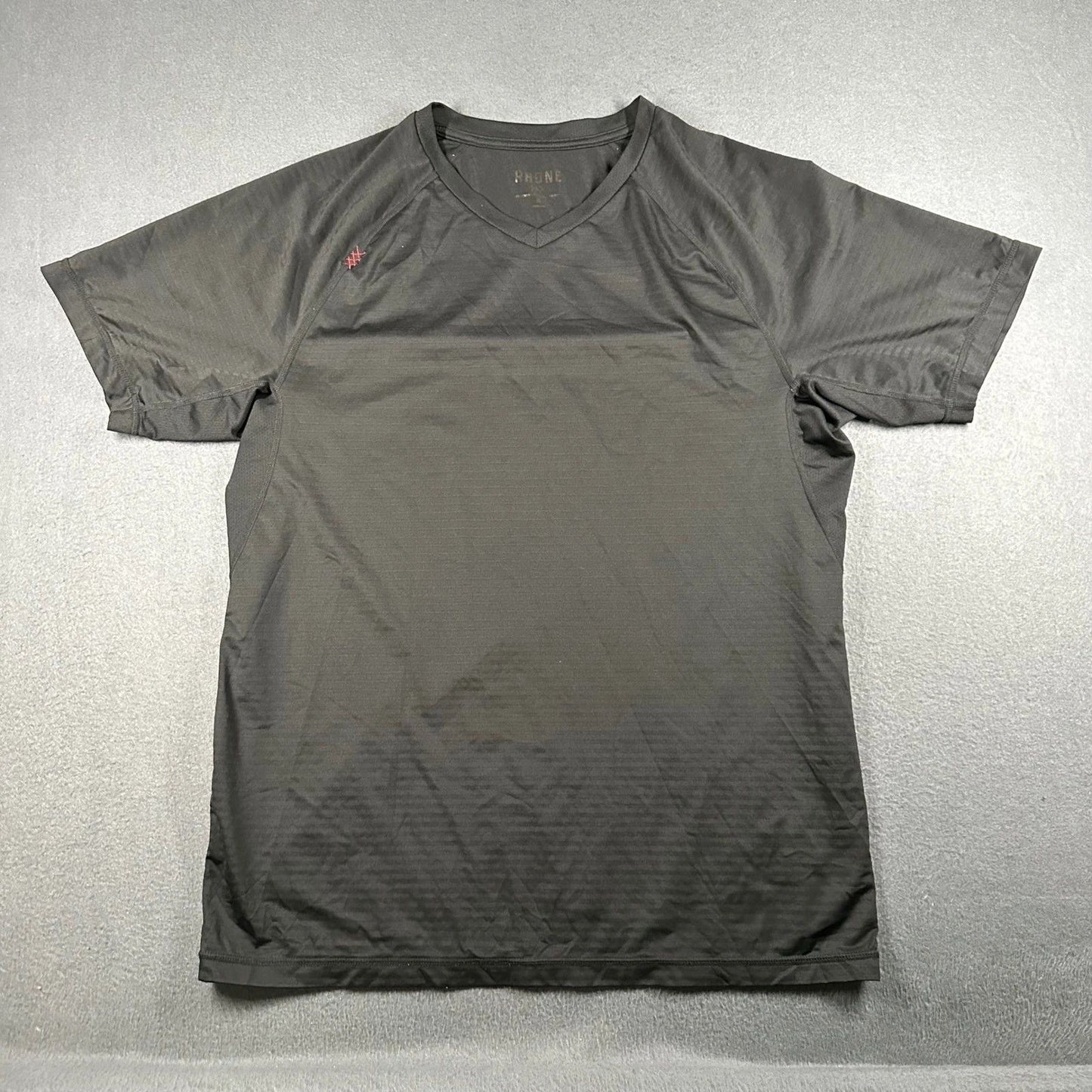 RHONE Shirt Mens Medium Black Training T-Shirt Gray Short Sleeve Athletic V-Neck