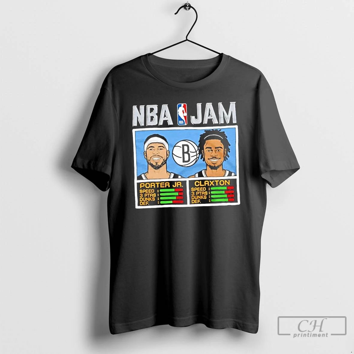 Classic Nba Jam Brooklyn Nets Porter Jr And Claxton T Shirts
