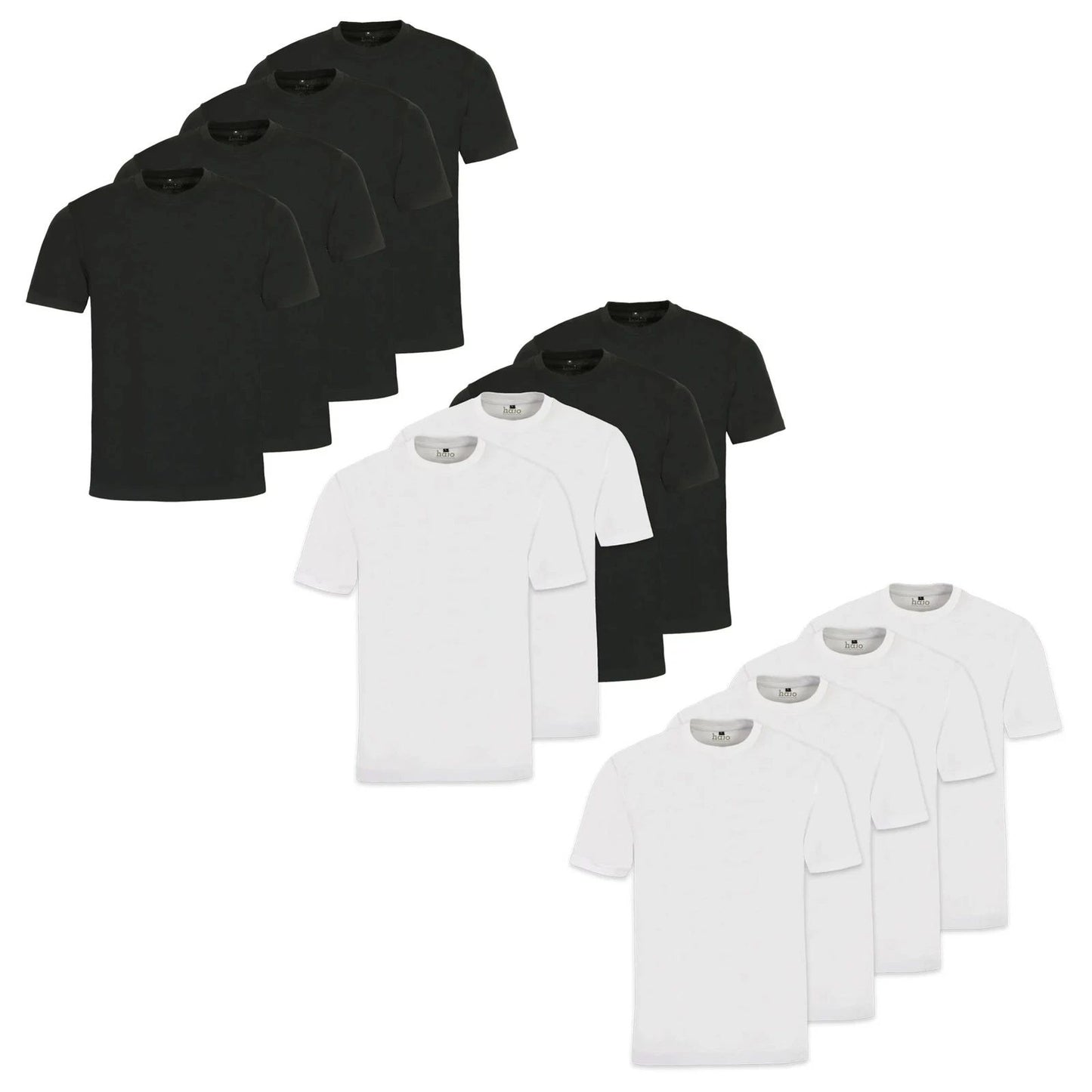 hajo men's t-shirt, 4 pack - basic, short sleeve, crew neck, cotton, plain