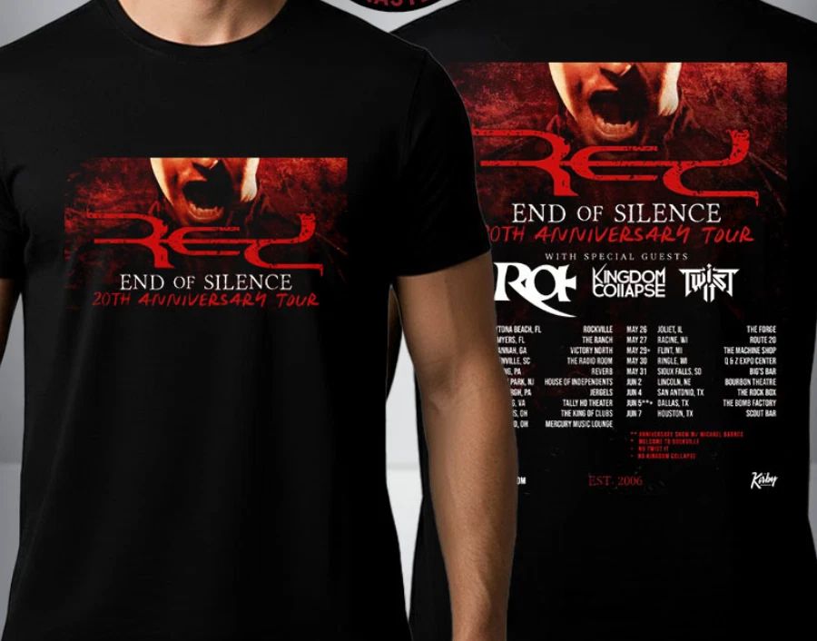 Red Band End Of Silence 20th Anniversary Tour 2026 Schedule Tour T Shirt