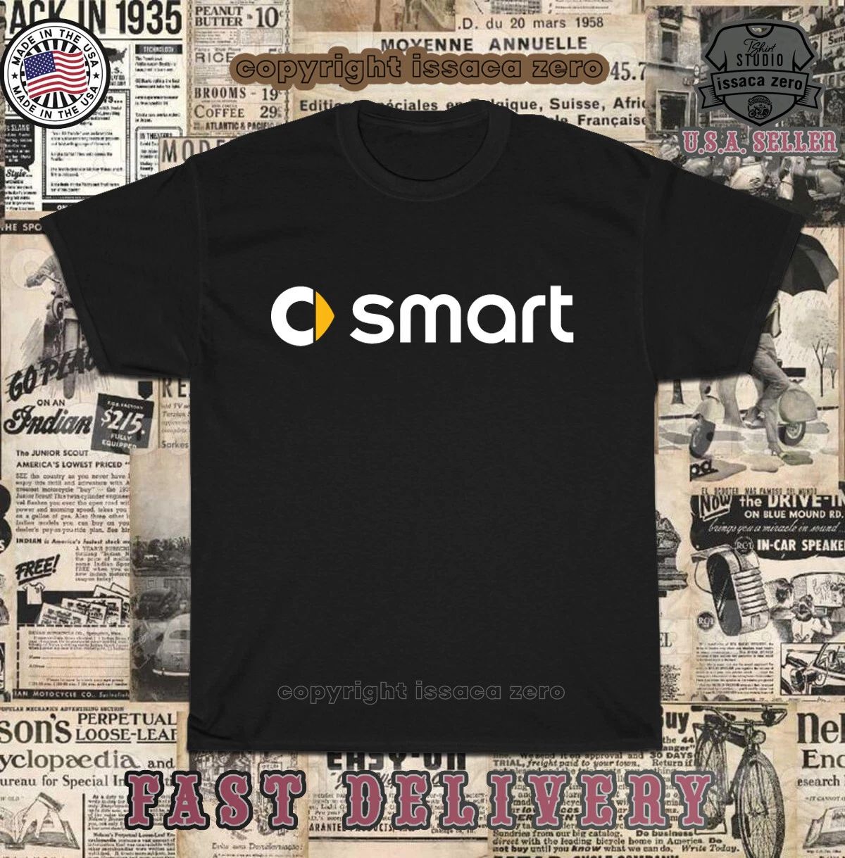 New Smart Car Logo Short Sleeve Men's T-Shirt American Tees