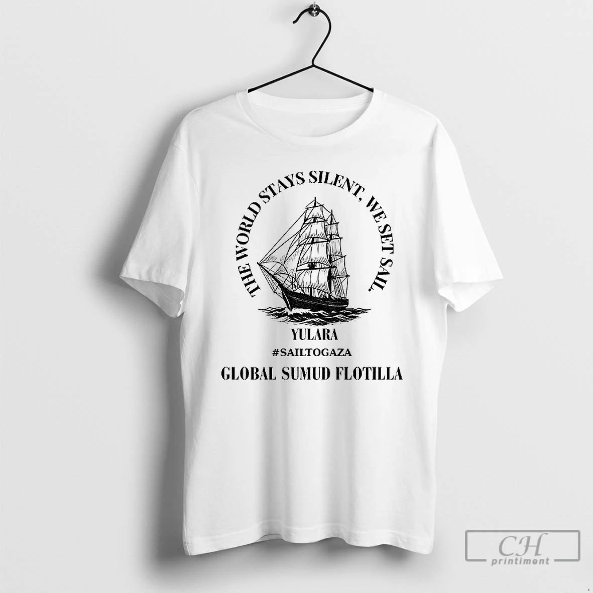 Classic Sailboat Global Palestinian Solidarity Protest T Shirts