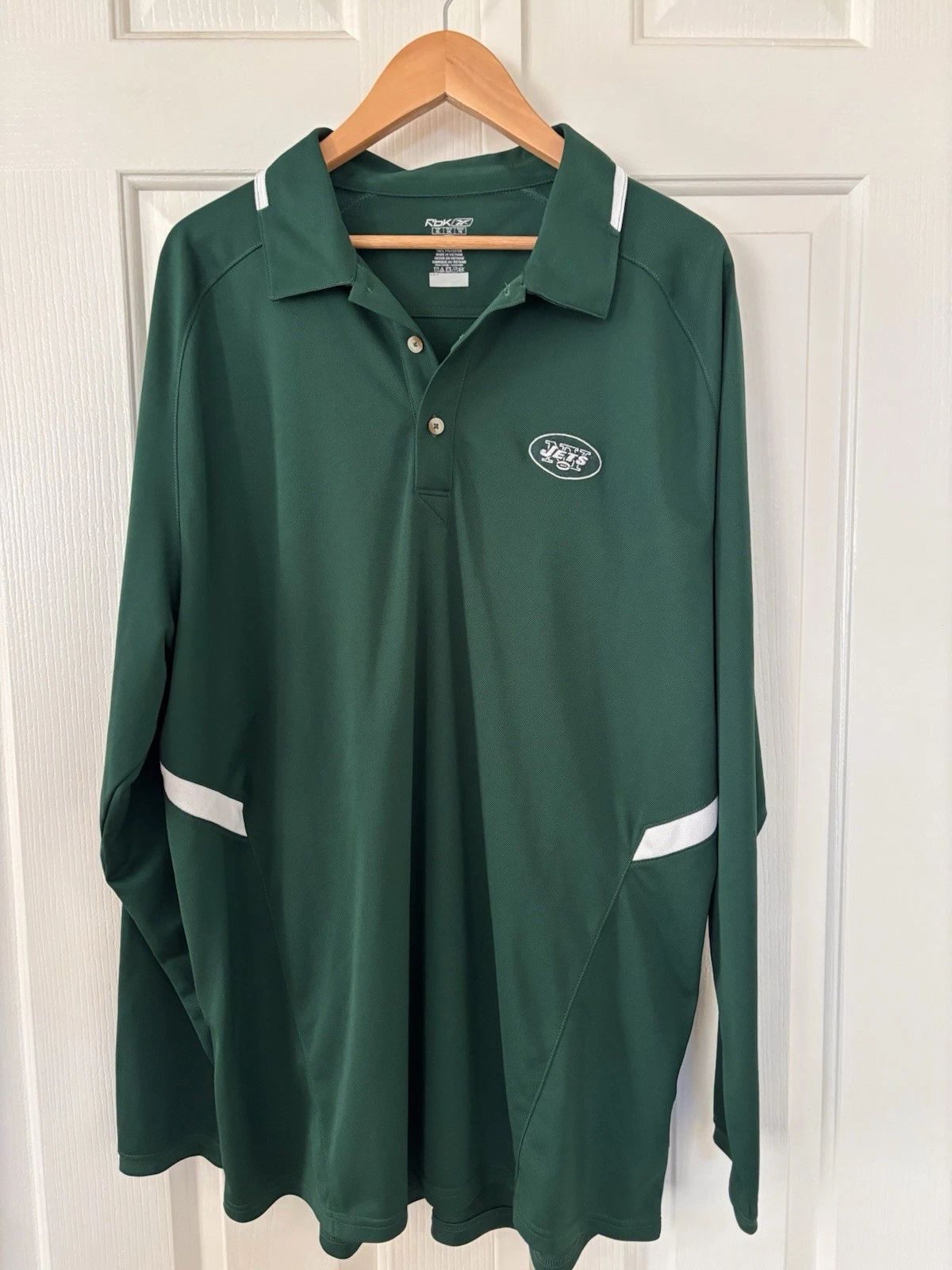 New York Jets Reebok Long Sleeve Polo Shirt Men’s XL - Trendy Athletic Style