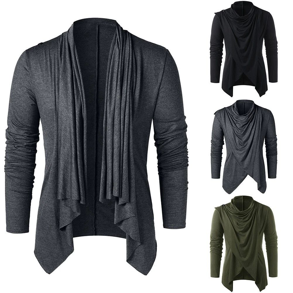 Asymmetrical Design Long Sleeve Cardigan for Men with Stylish Shawl Collar