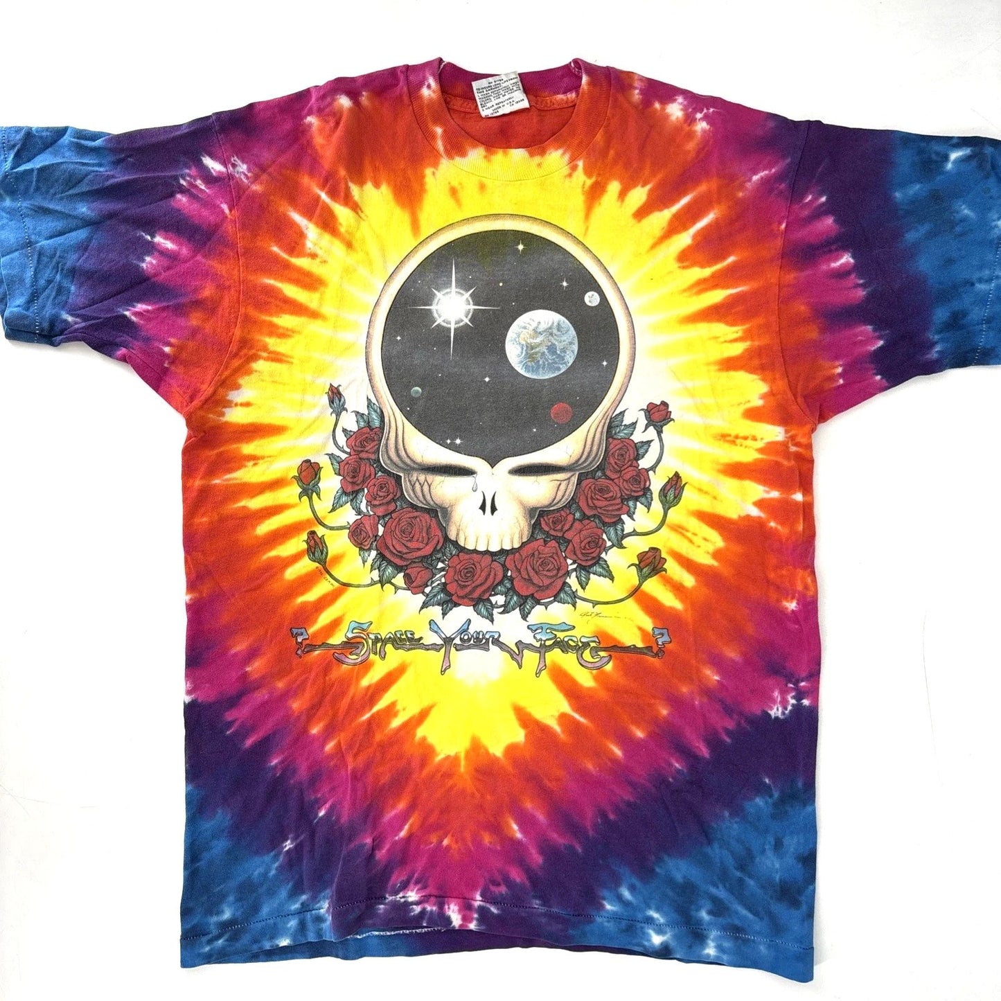 Vintage Grateful Dead Liquid Blue Space your Face Tie Dye T-Shirt Size Mens L