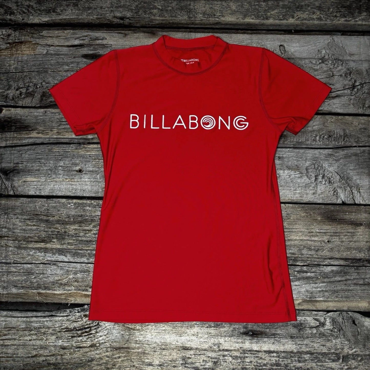 Billabong Mens Rashguard T Shirt Surf Size Small UVA/UVB Protection Red