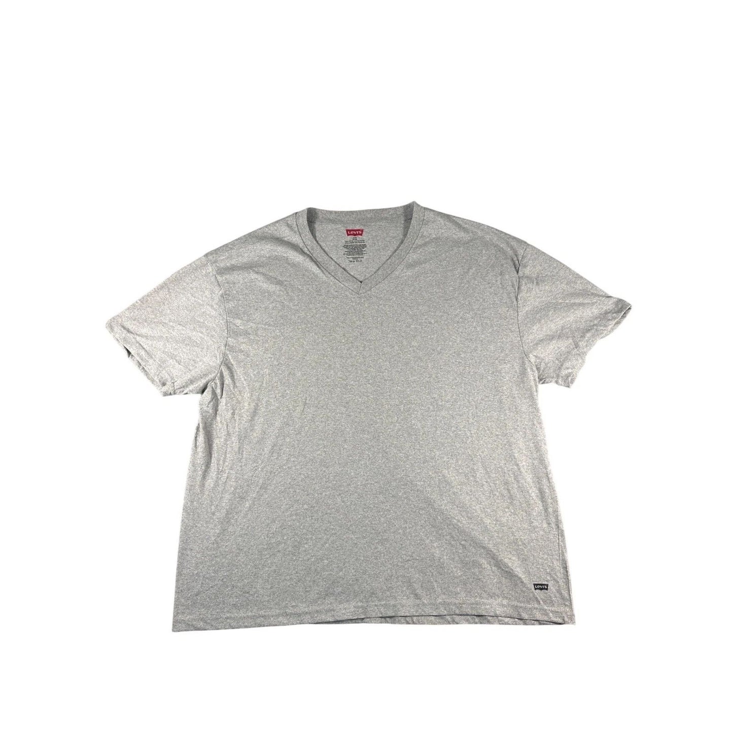 Levis Mens XL Heather Gray V-Neck Short Sleeve T-Shirt Cotton Blend Basic Tee