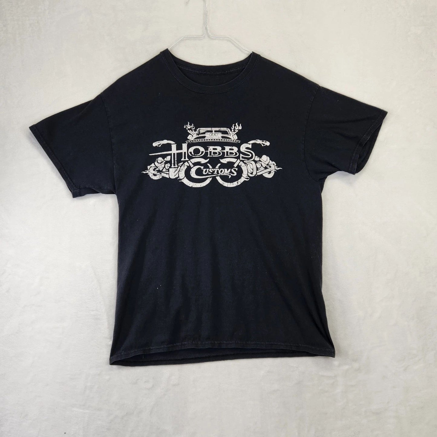 Hobbs Customs Hot Rod Graphic Tee Black Distressed Style Car Shirt XL
