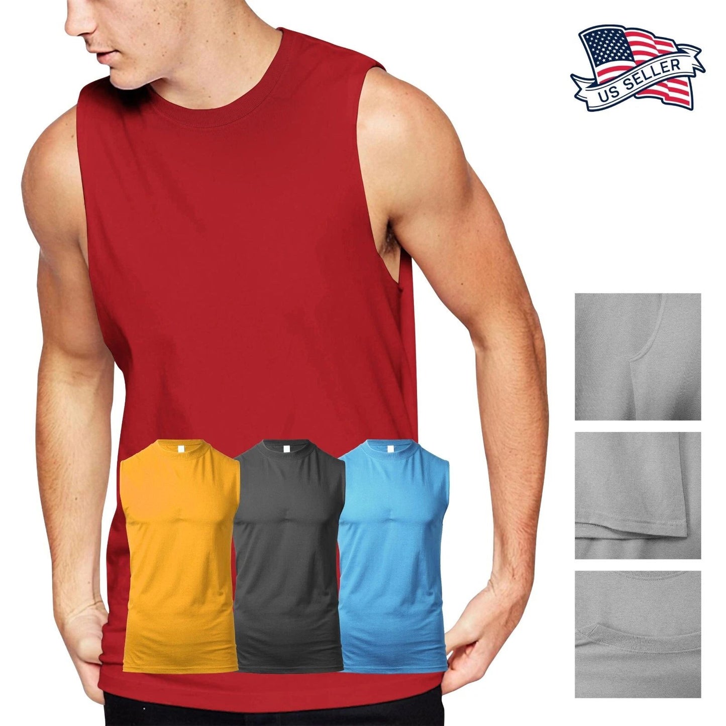 Mens TANK TOP MUSCLE Tee Basic Sleeveless Shirt Plain Cotton Gym Shirts