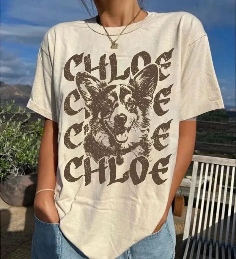 Custom Retro Dog Photo Comfort Tee Personalized Pet Lover Gift