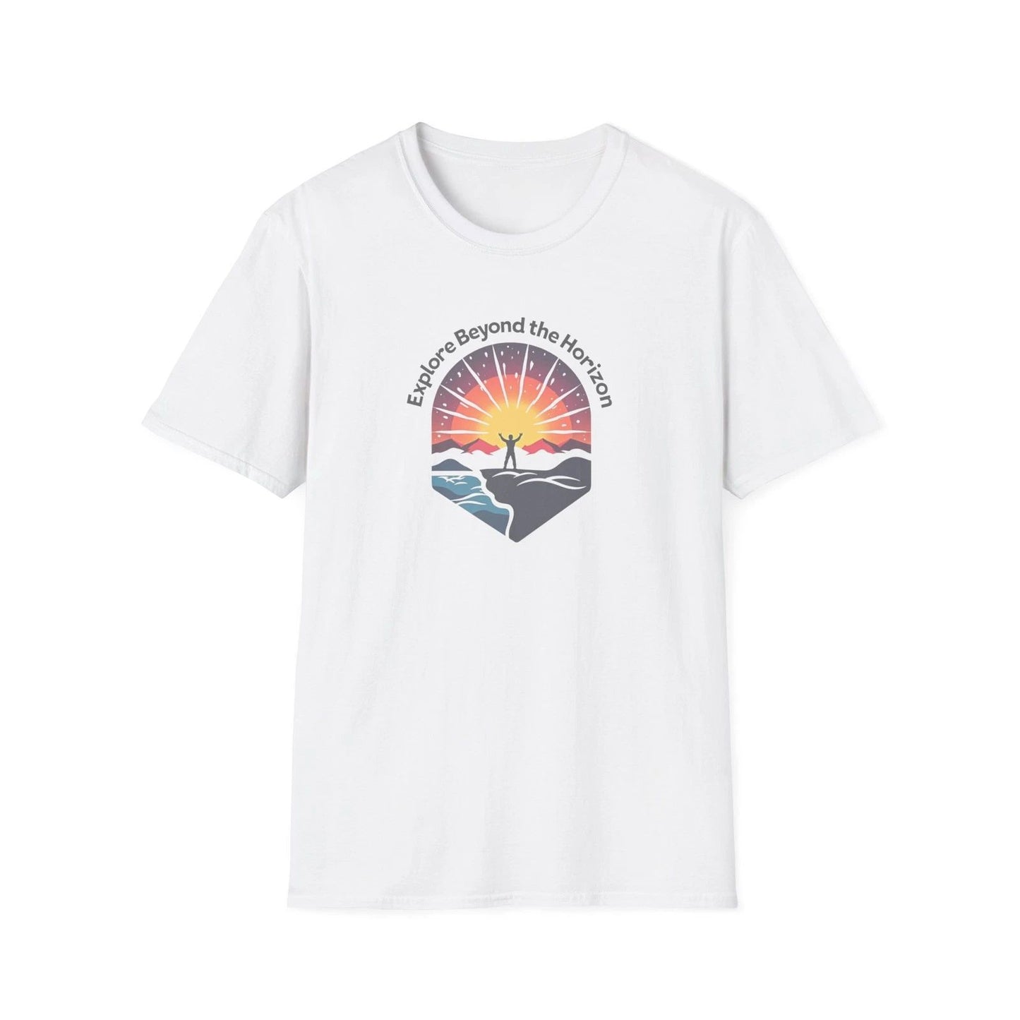 Explore Beyond the Horizon T-Shirt | Sunset Adventure Graphic