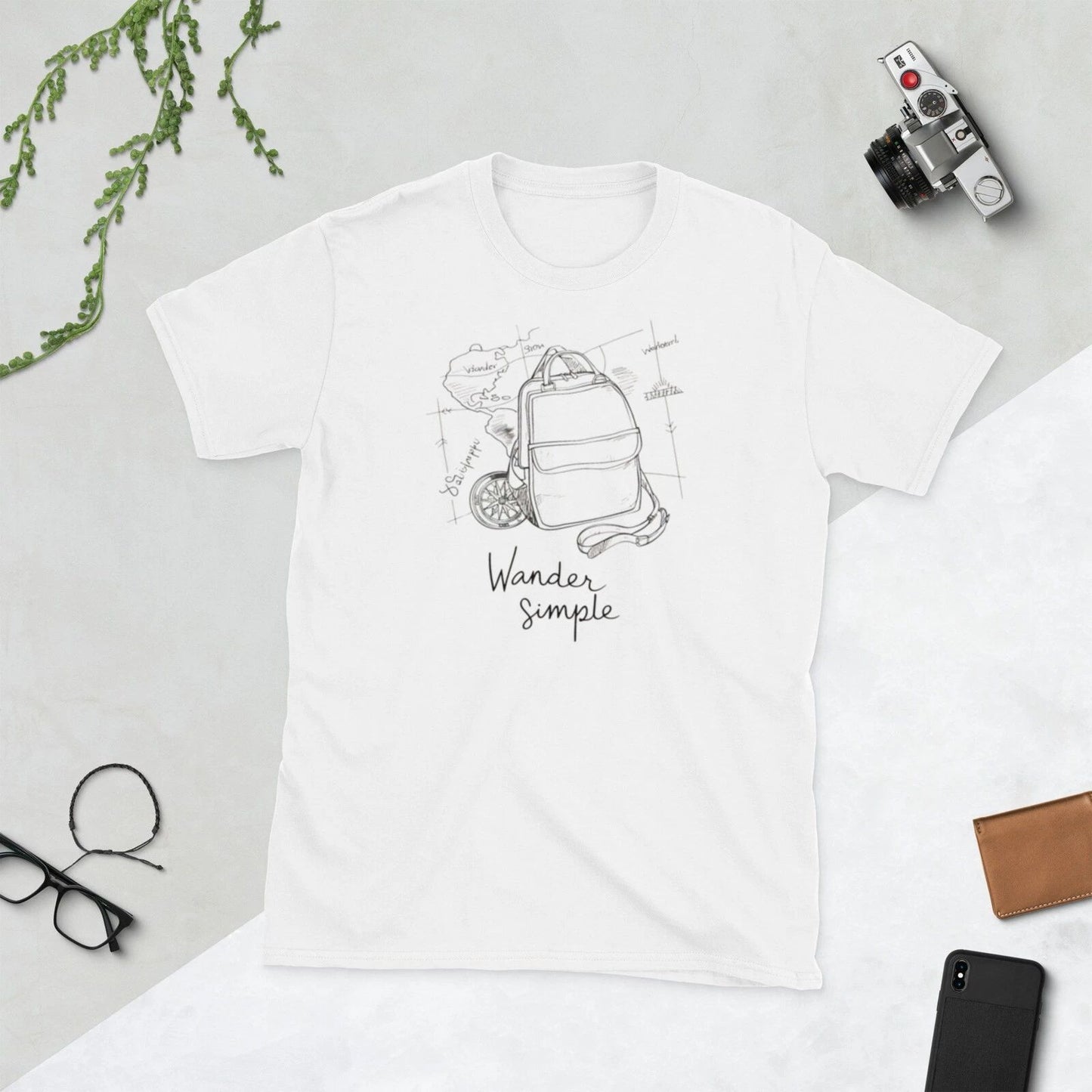 Short-Sleeve Unisex T-Shirt Wander Simple T-Shirt - Minimalist Travel Graphic#3