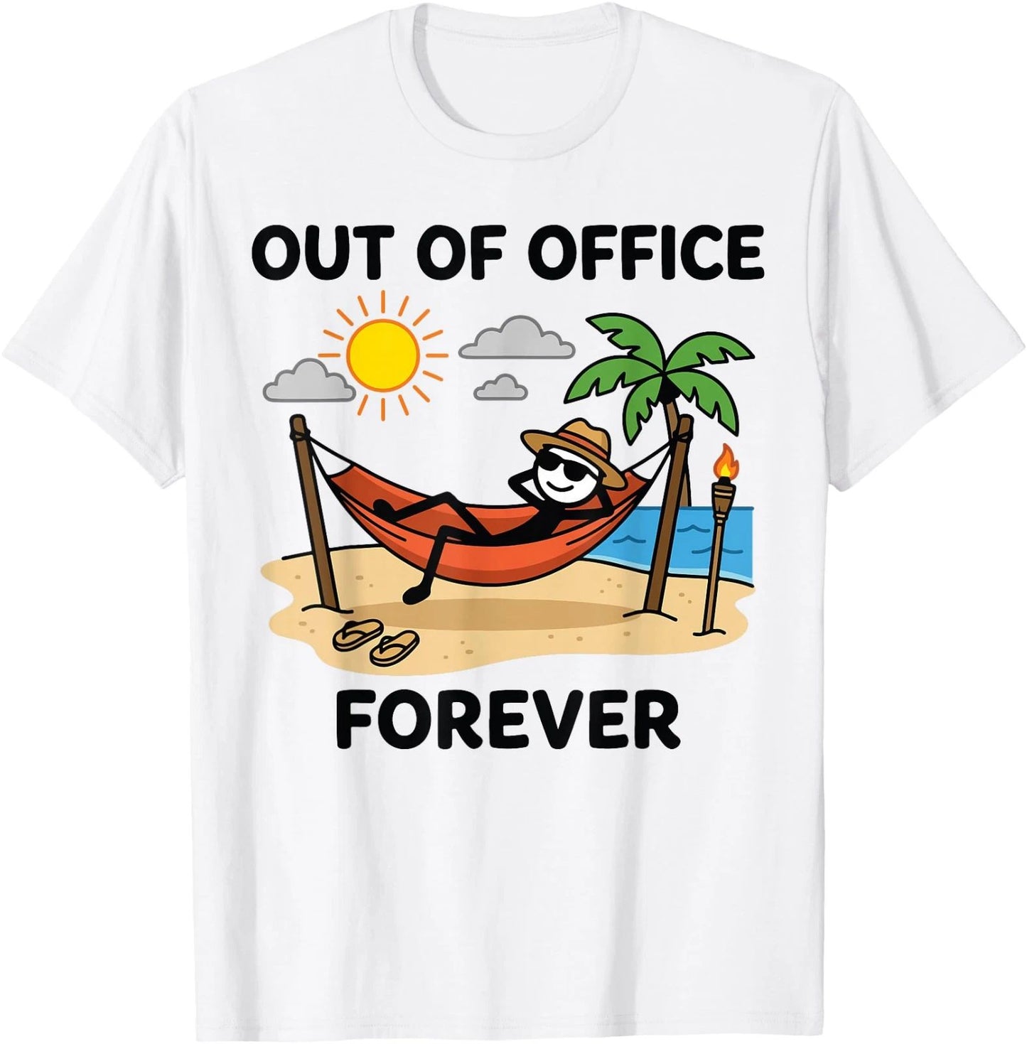 Funny Retirement Shirt Out of Office Forever Vacation Graphic Tee Gift