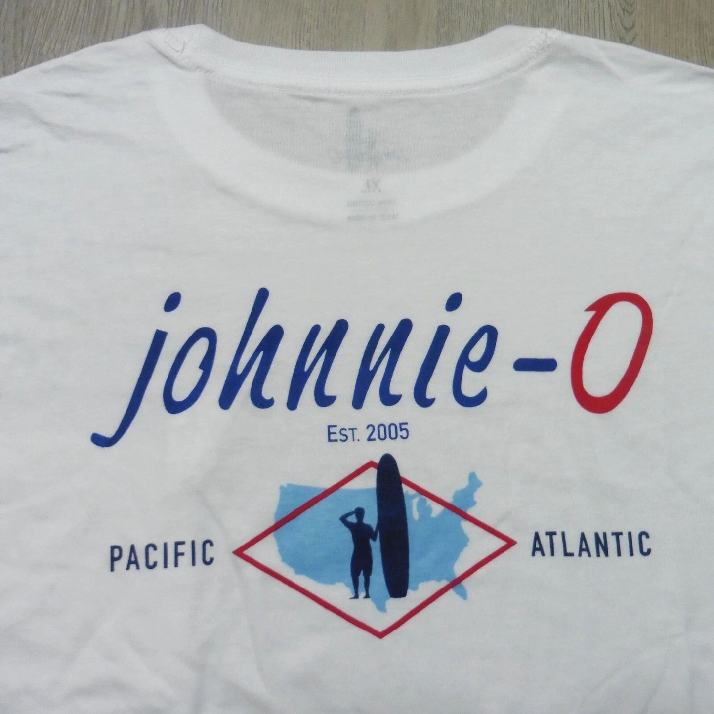 JOHNNIE O Mens XL T SHIRT COSTAL WAY WHITE GOLF PACIFIC ATLANTIC SURF