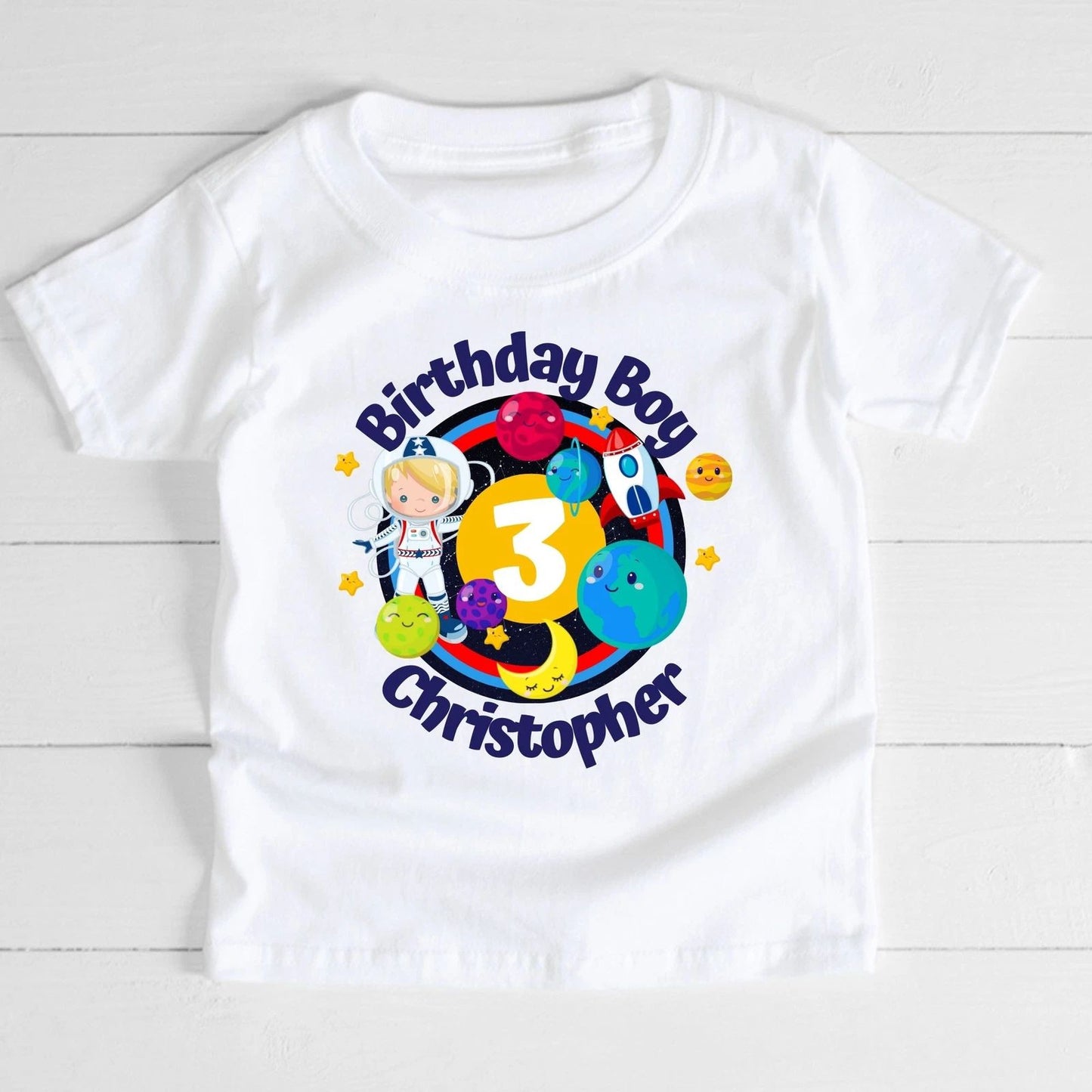 Outer Space Birthday Shirt - Light Skin