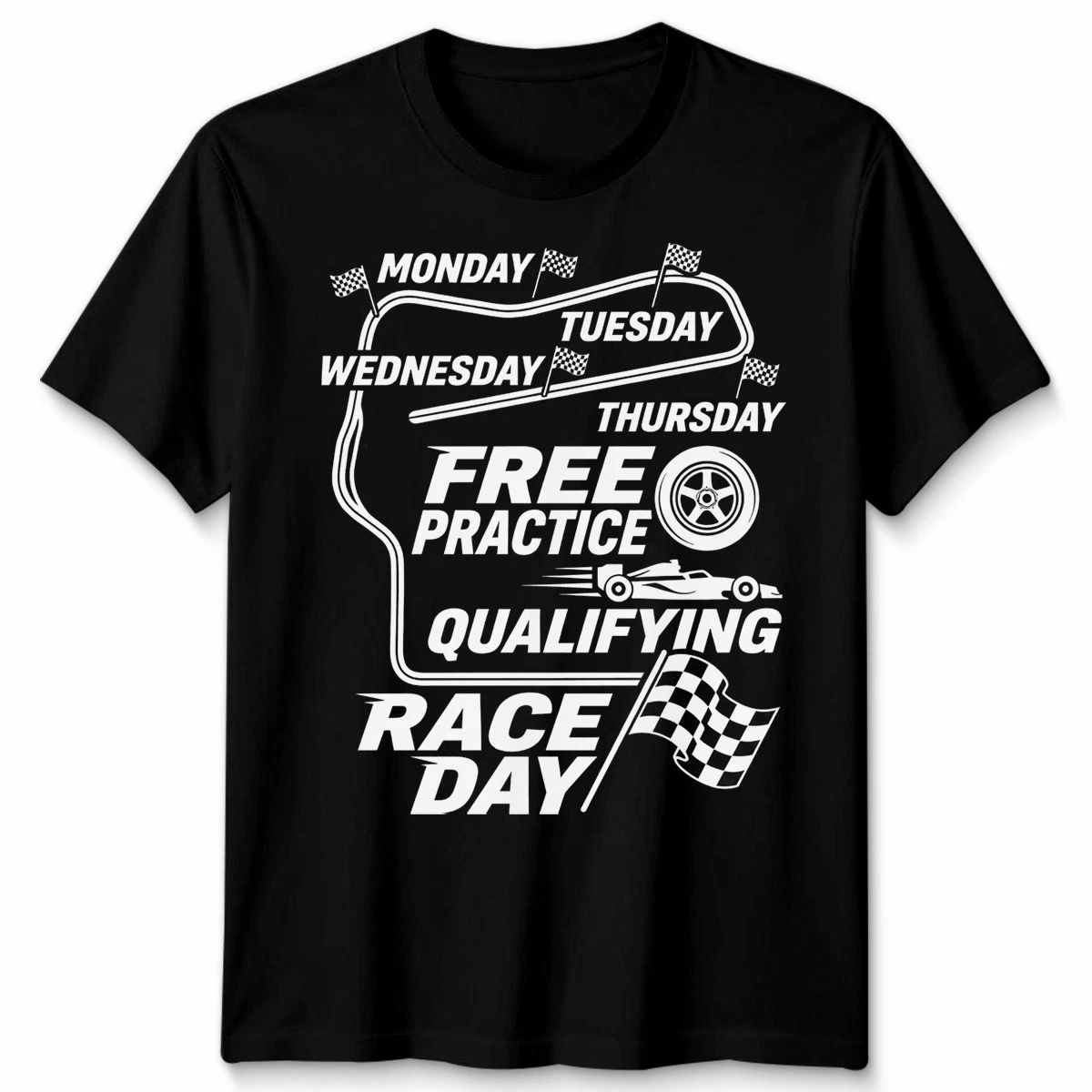 Unisex F1 Formula 1 Days Of The Week T Shirt Handmade Racing Fan Gift Tee