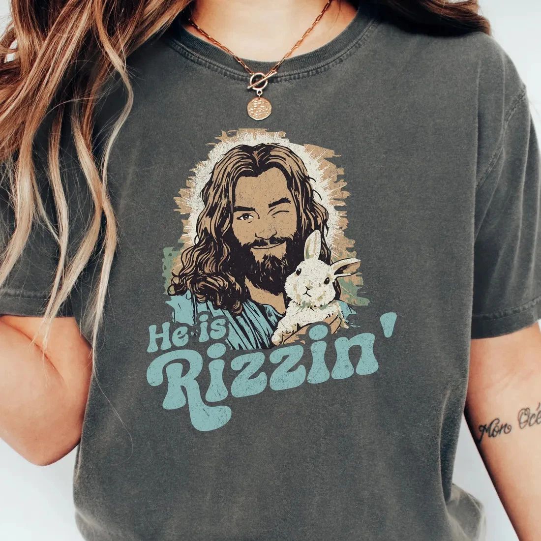 He Is Rizzin' Easter T-Shirt: Funny Christian Humor Tee Gift All Size S-4XL