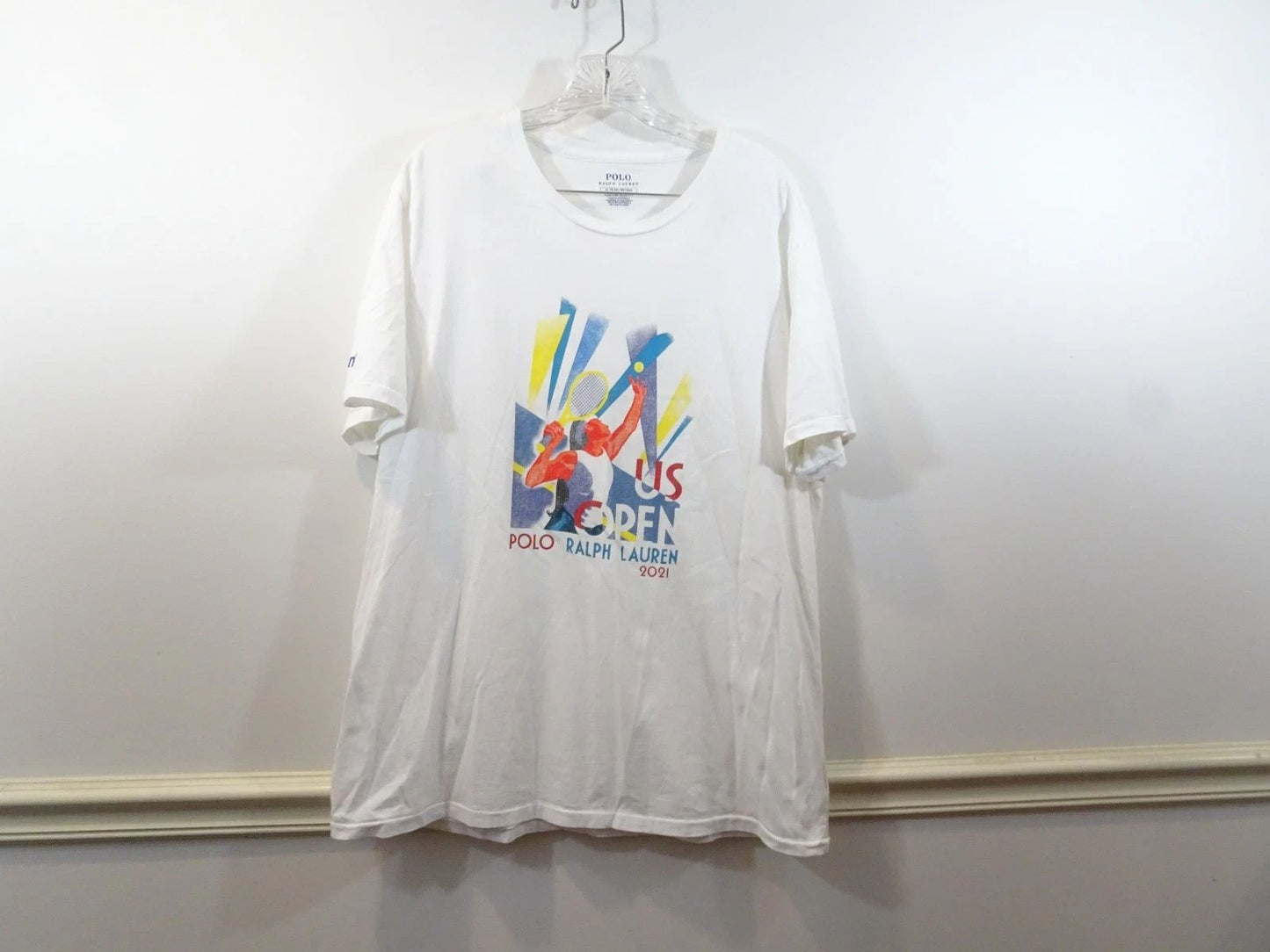 Polo by Ralph Lauren US Open 2021 Men XL Official T-Shirt white Custom Slim Fit