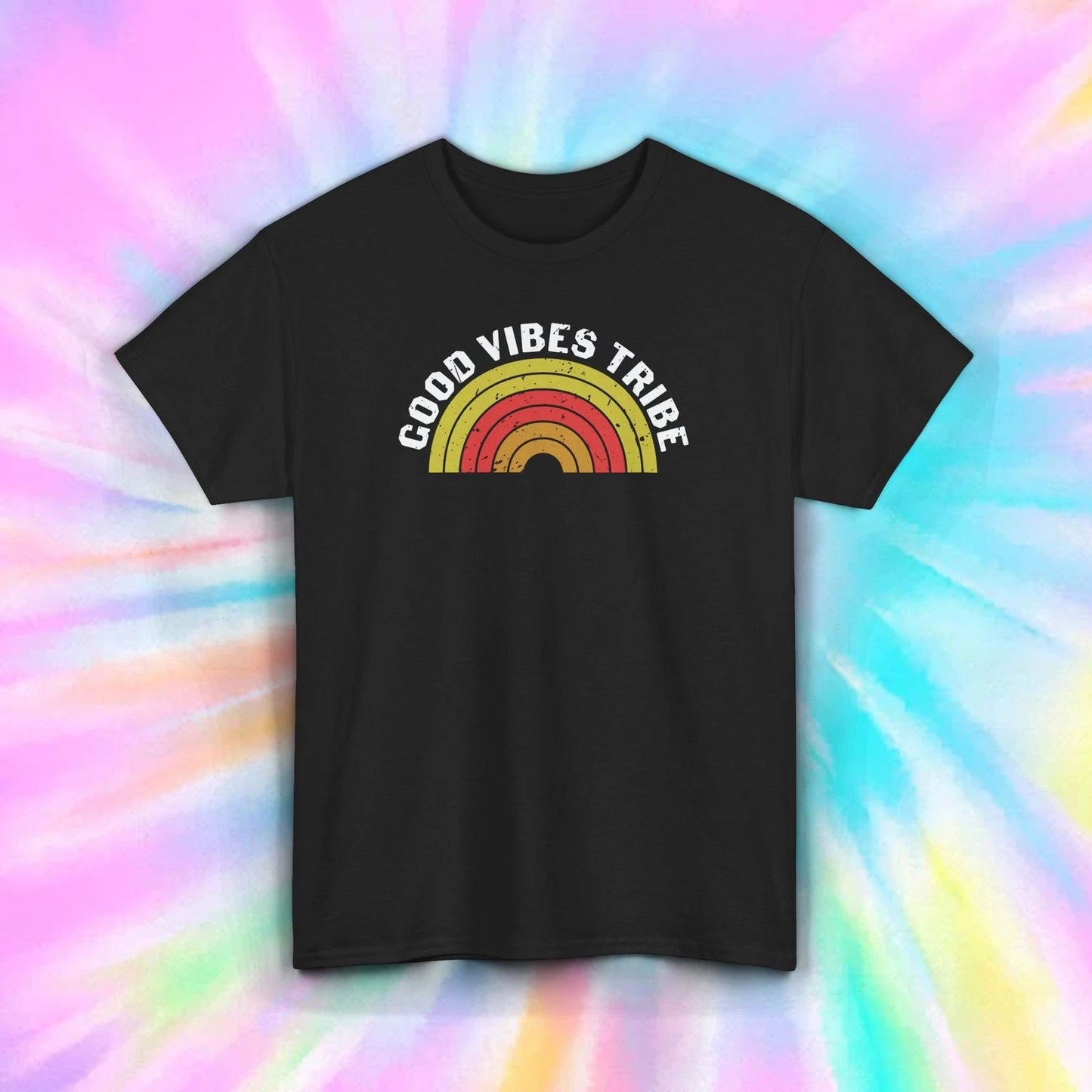 Good Vibes Tribe T-Shirt Vintage Rainbow Boho Aesthetic Tee S-5XL