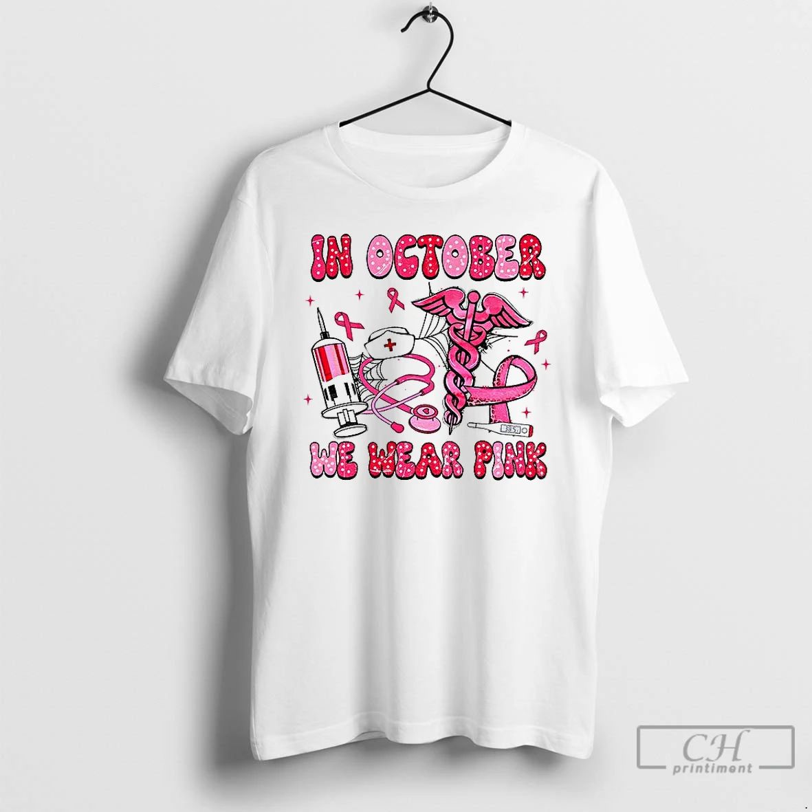 In October We Wear Pink Rehab Life Nurse Breast Cancer T Shirts